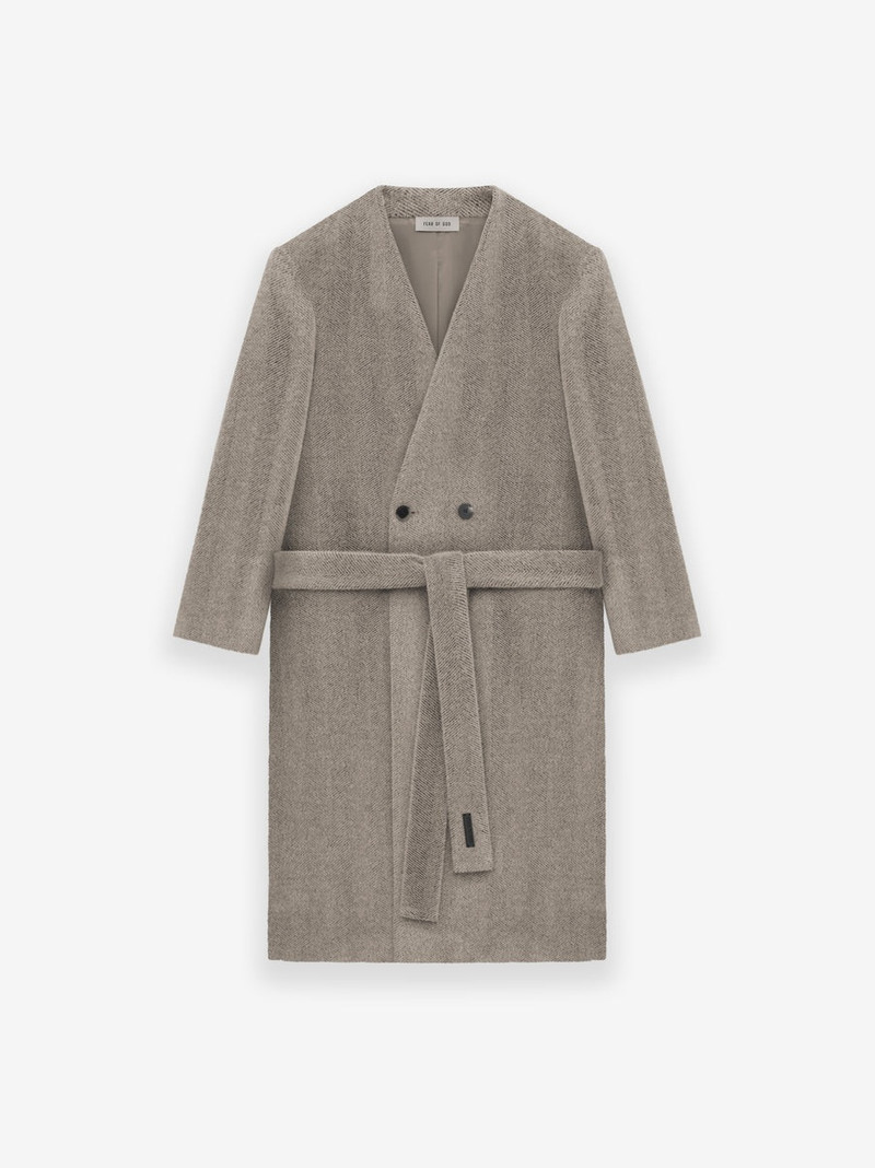 Alpaca Herringbone Lapelless Coat 3