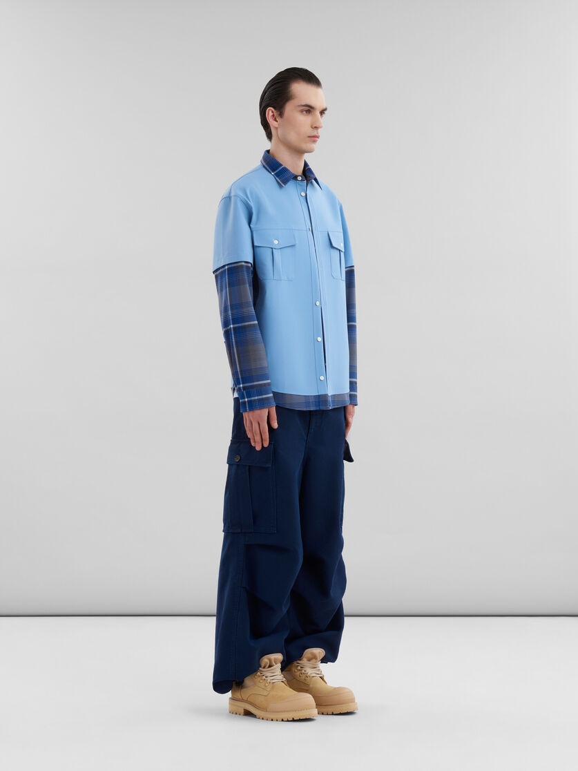 LIGHT BLUE ORGANIC COTTON T-SHIRT WITH MINI MARNI LOGO - 5