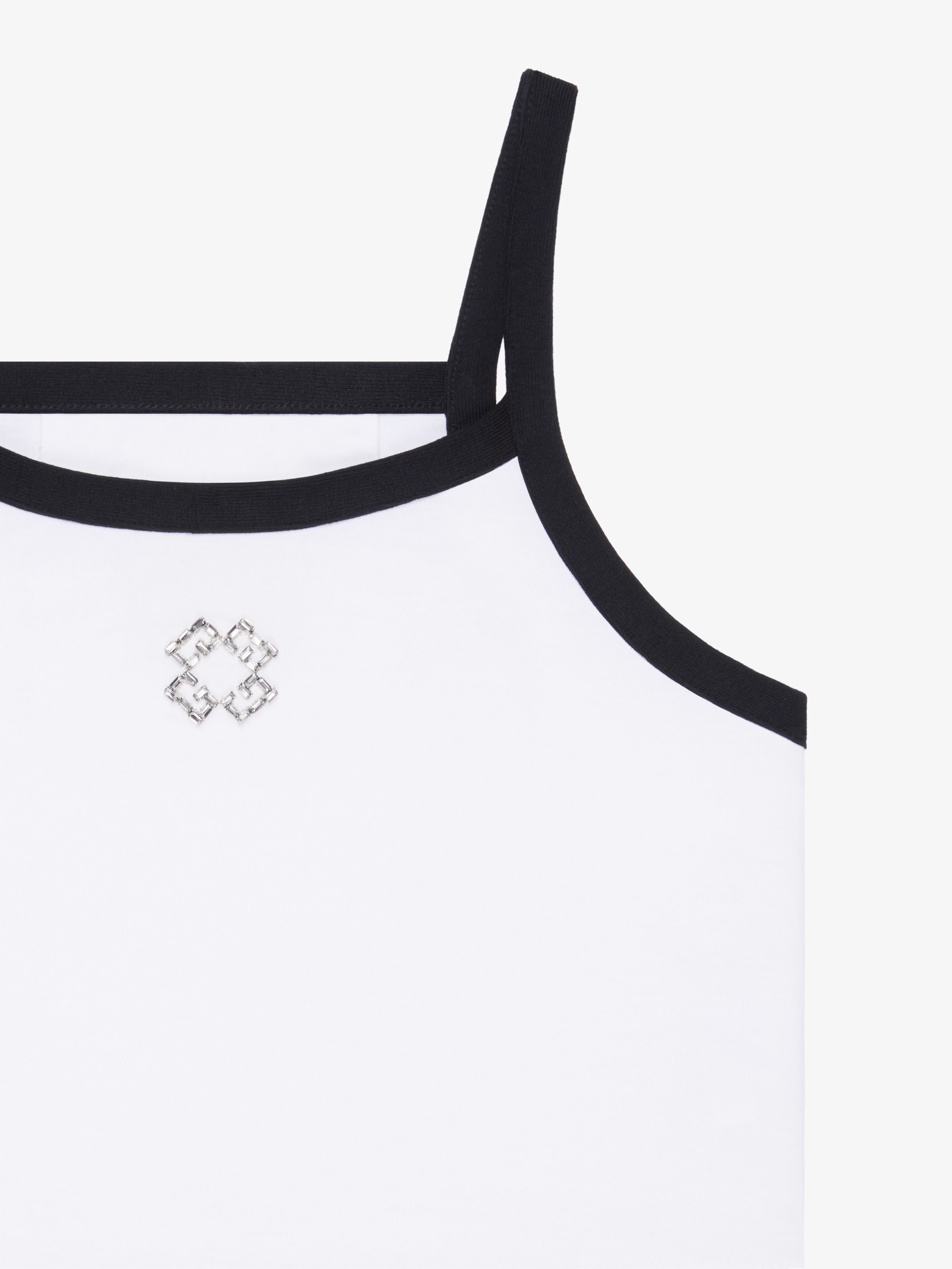 CROPPED TANK TOP IN COTTON AND CRYSTALS WITH 4G DETAIL - 5