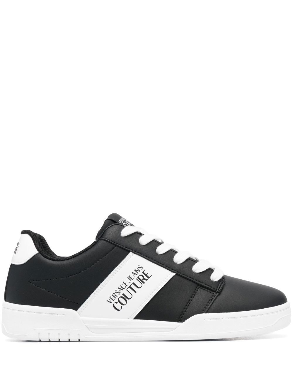 logo print contrasting low-top sneakers - 1