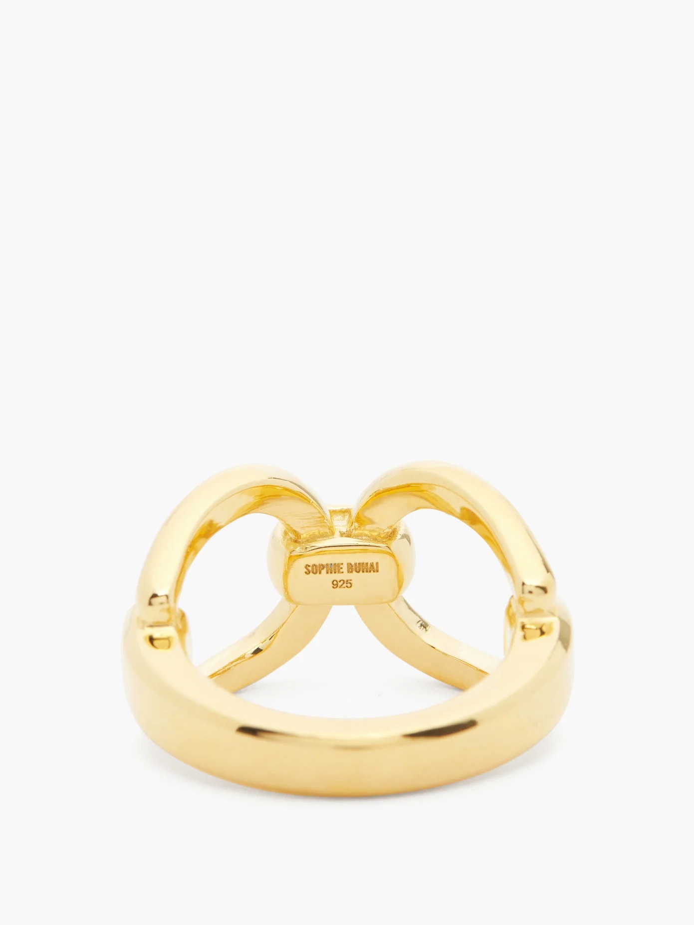 18kt gold-vermeil horsebit ring - 5