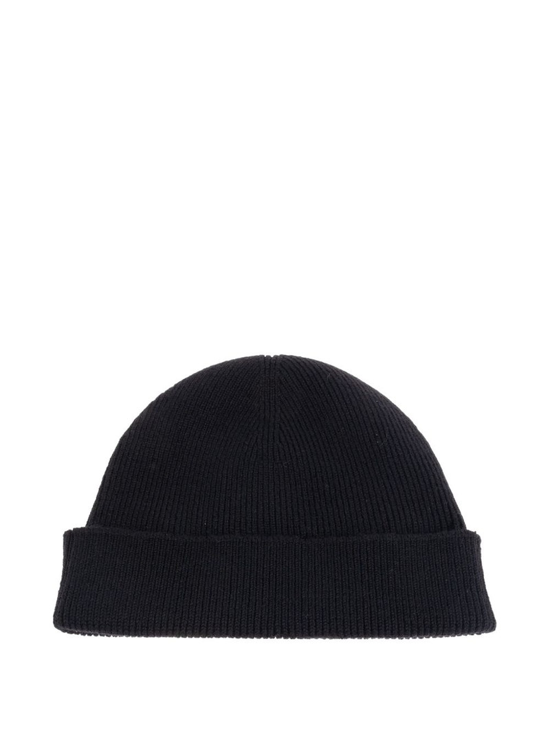 Jil Sander ribbed logo beanie hat outlook