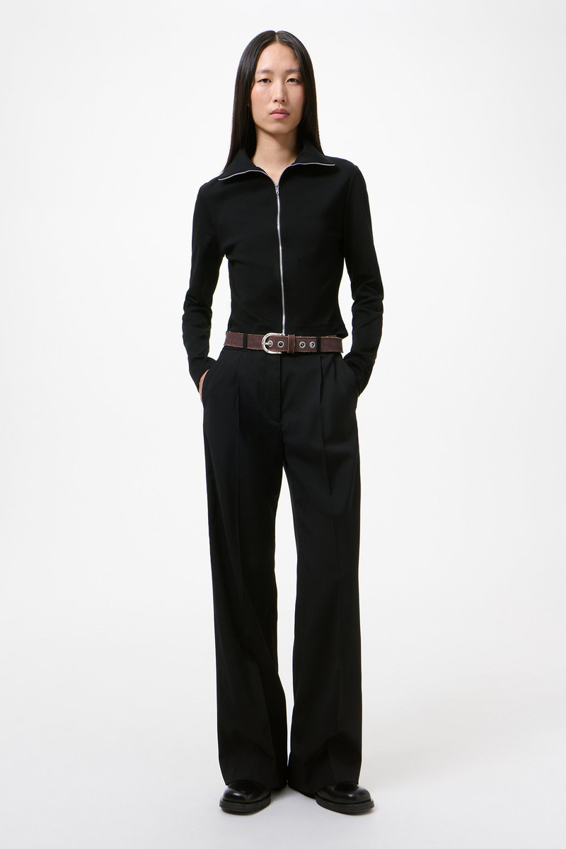 Our Legacy Slim Zip Longsleeve Coal Essential Rib outlook