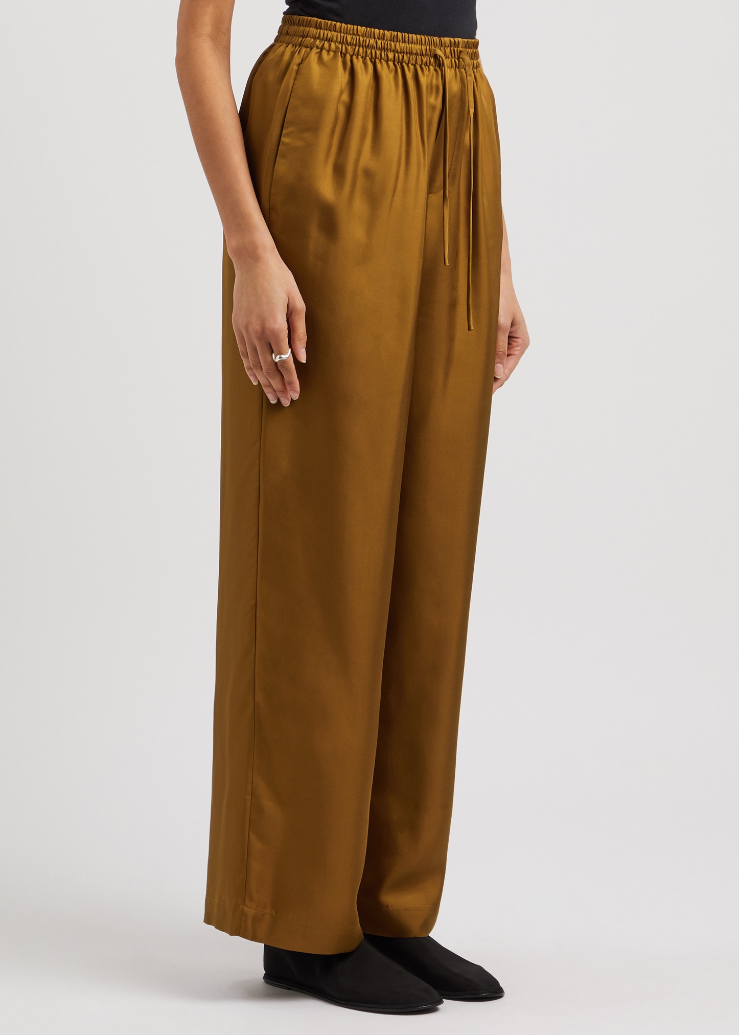 Wide-leg silk-satin trousers - 2