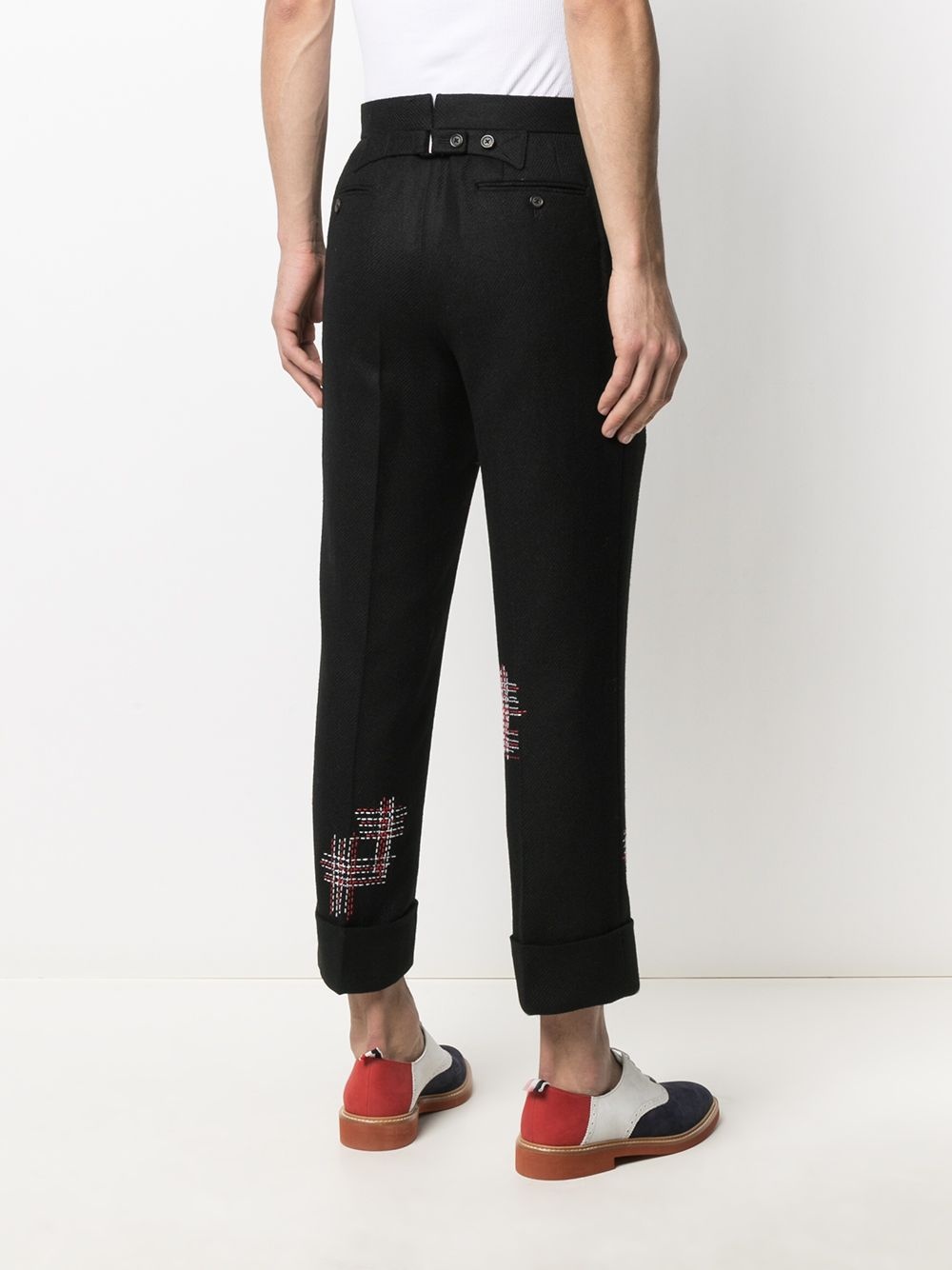 cropped exposed stitching trousers - 4