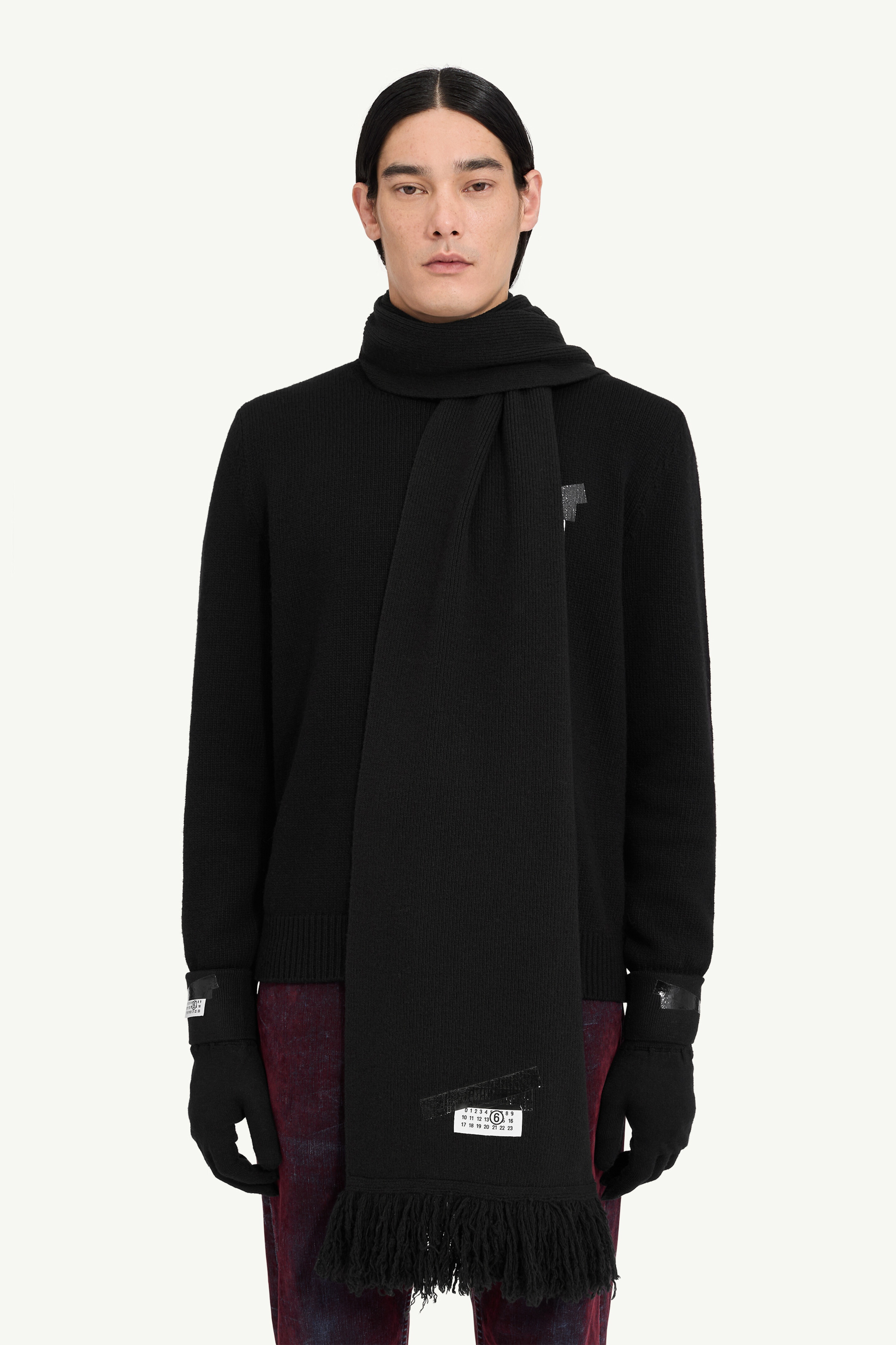 Taped label wool scarf - 3