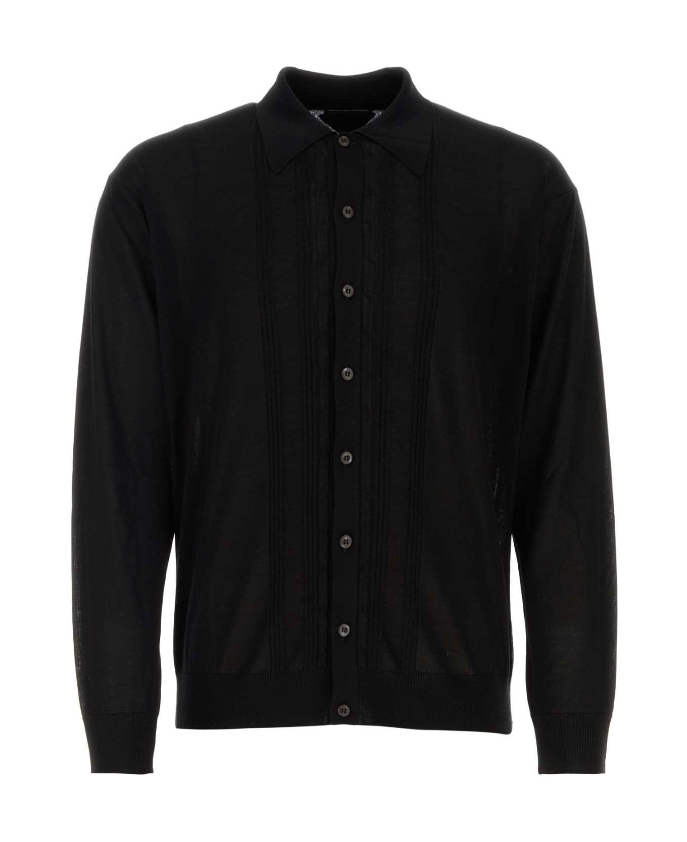 Black Silk Cardigan - 1