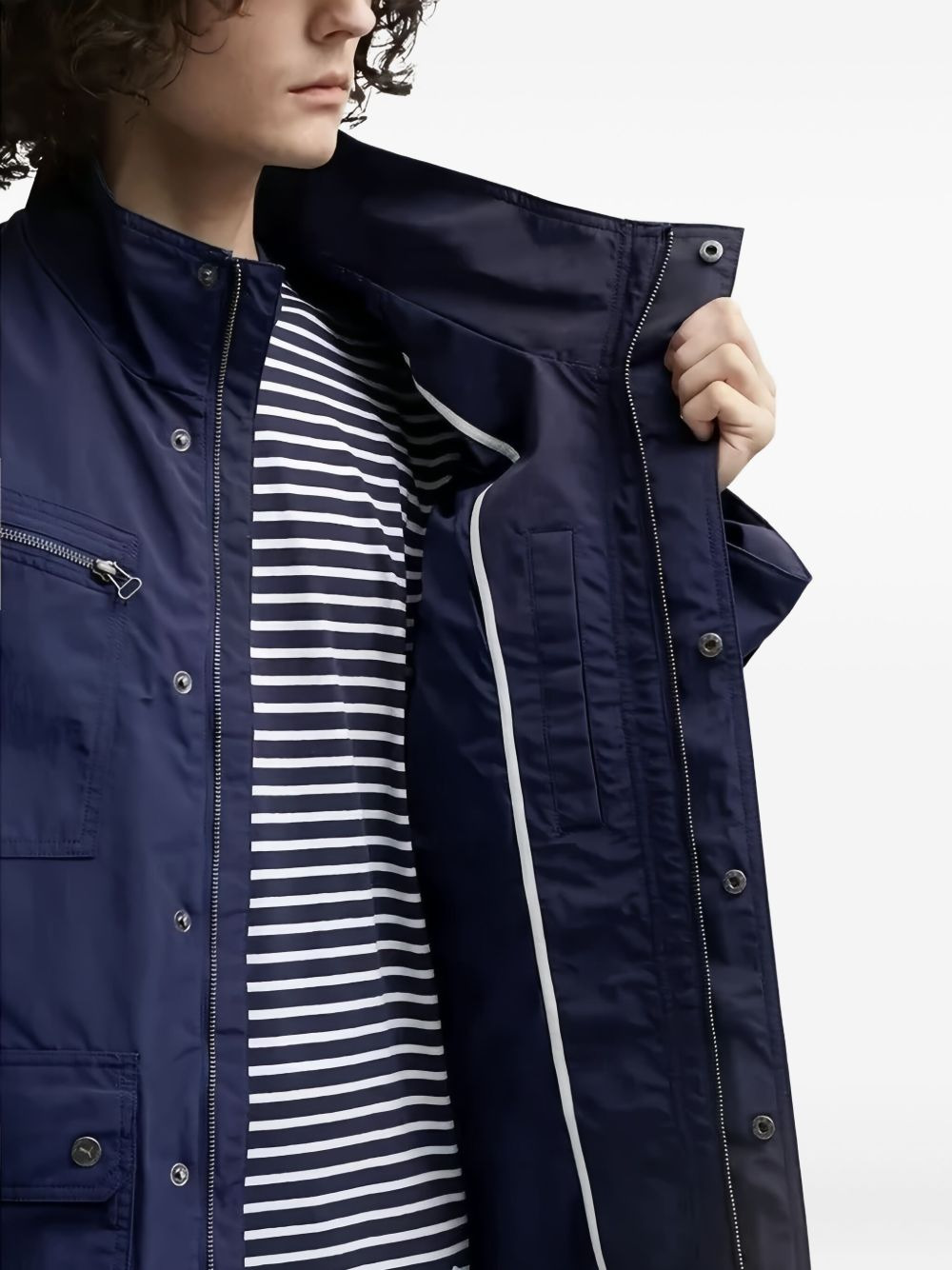 multi-pocket buttoned coat - 4