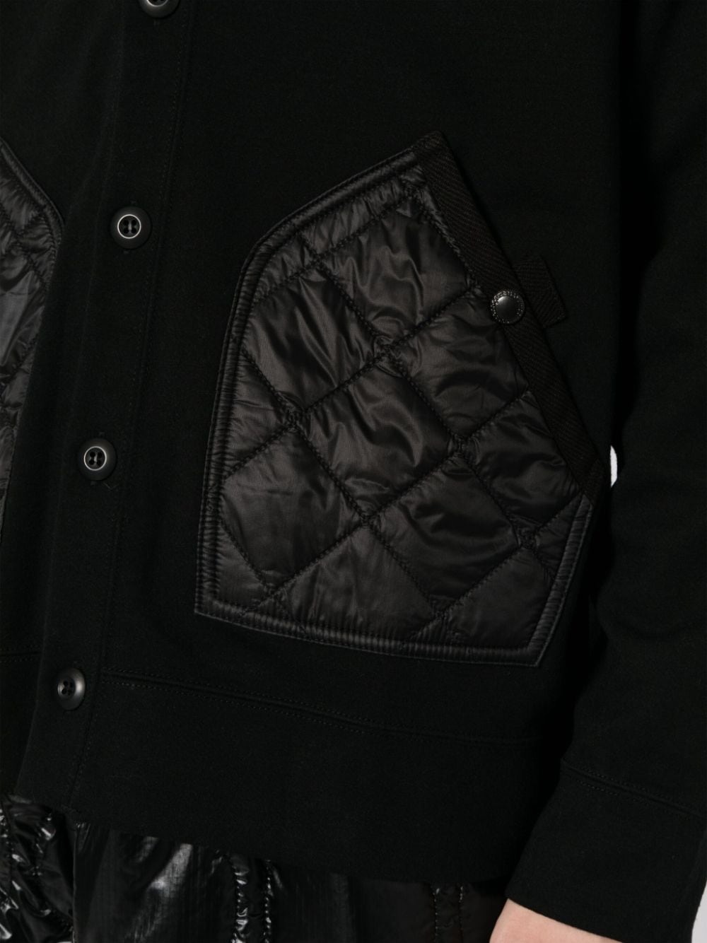 quilted-panel V-neck jacket - 5
