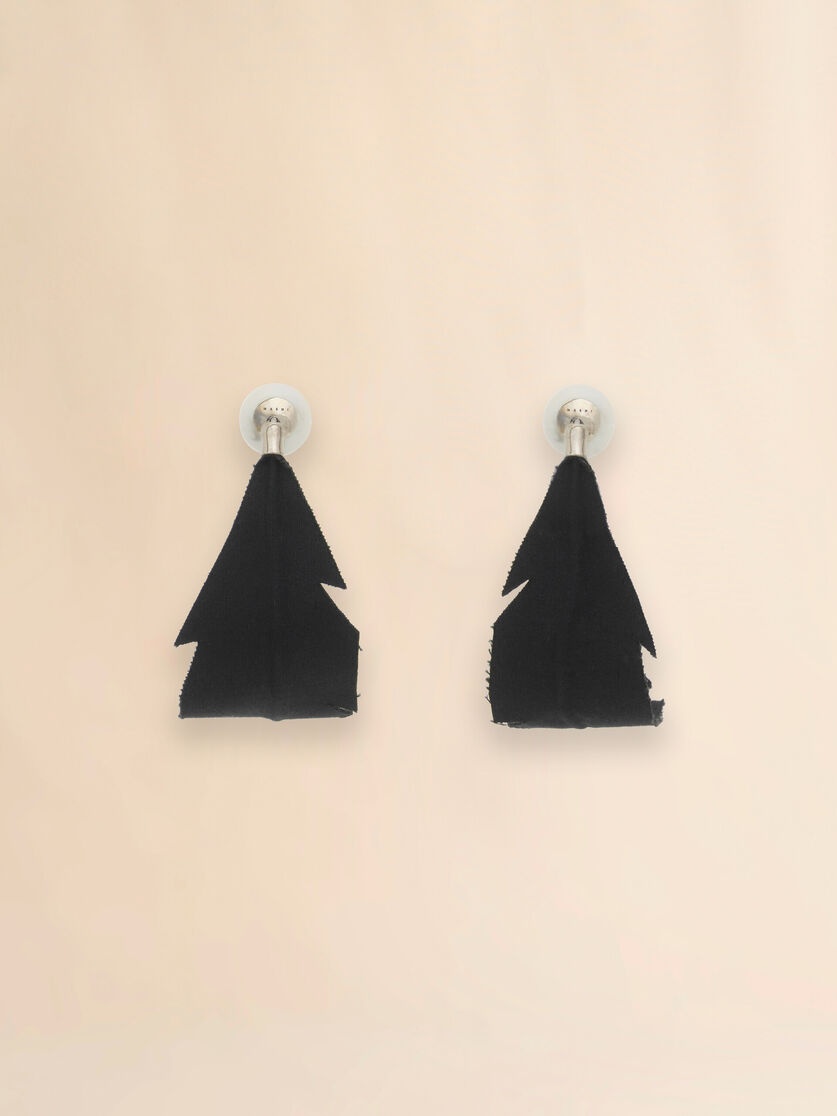 BLACK FABRIC FEATHER EARRINGS - 3