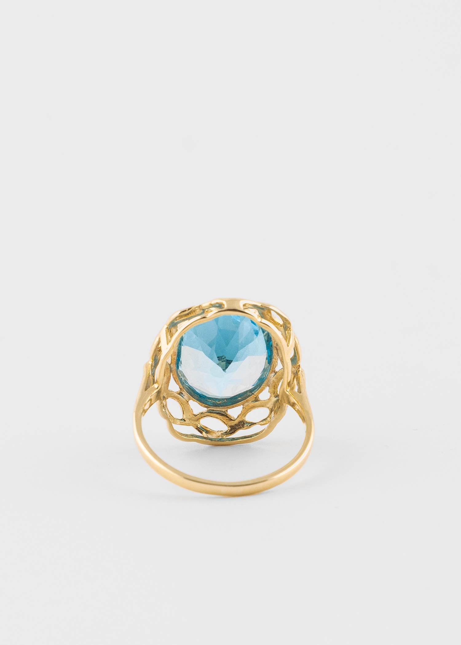 'Enormous Sky Blue Topaz' Gold Cocktail Ring - 4