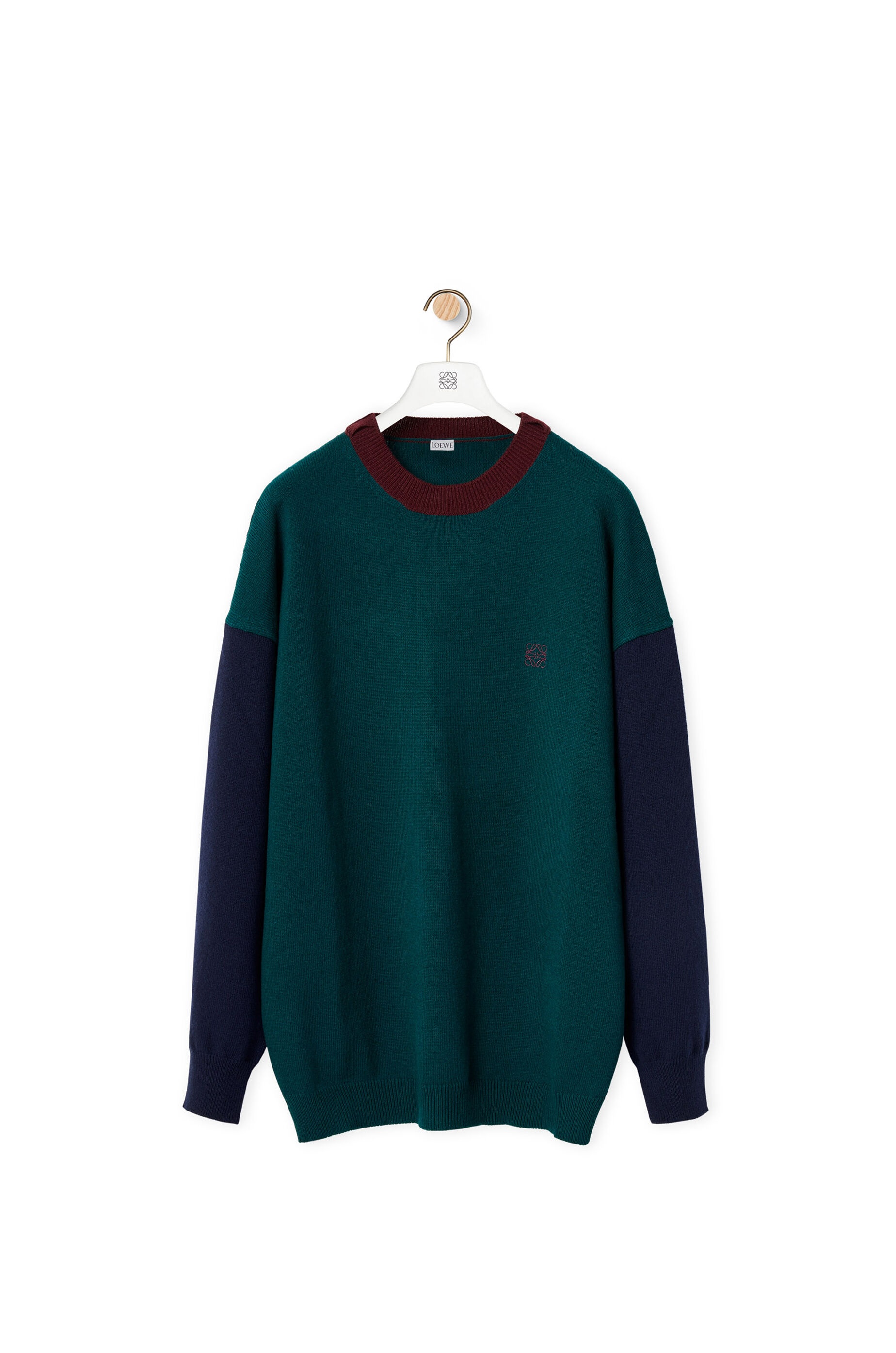 Crewneck colour block sweater in wool - 1