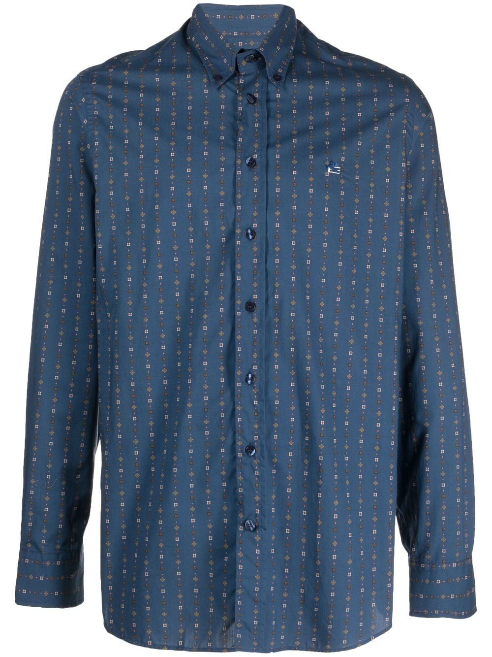 embroidered-logo button-up shirt - 1