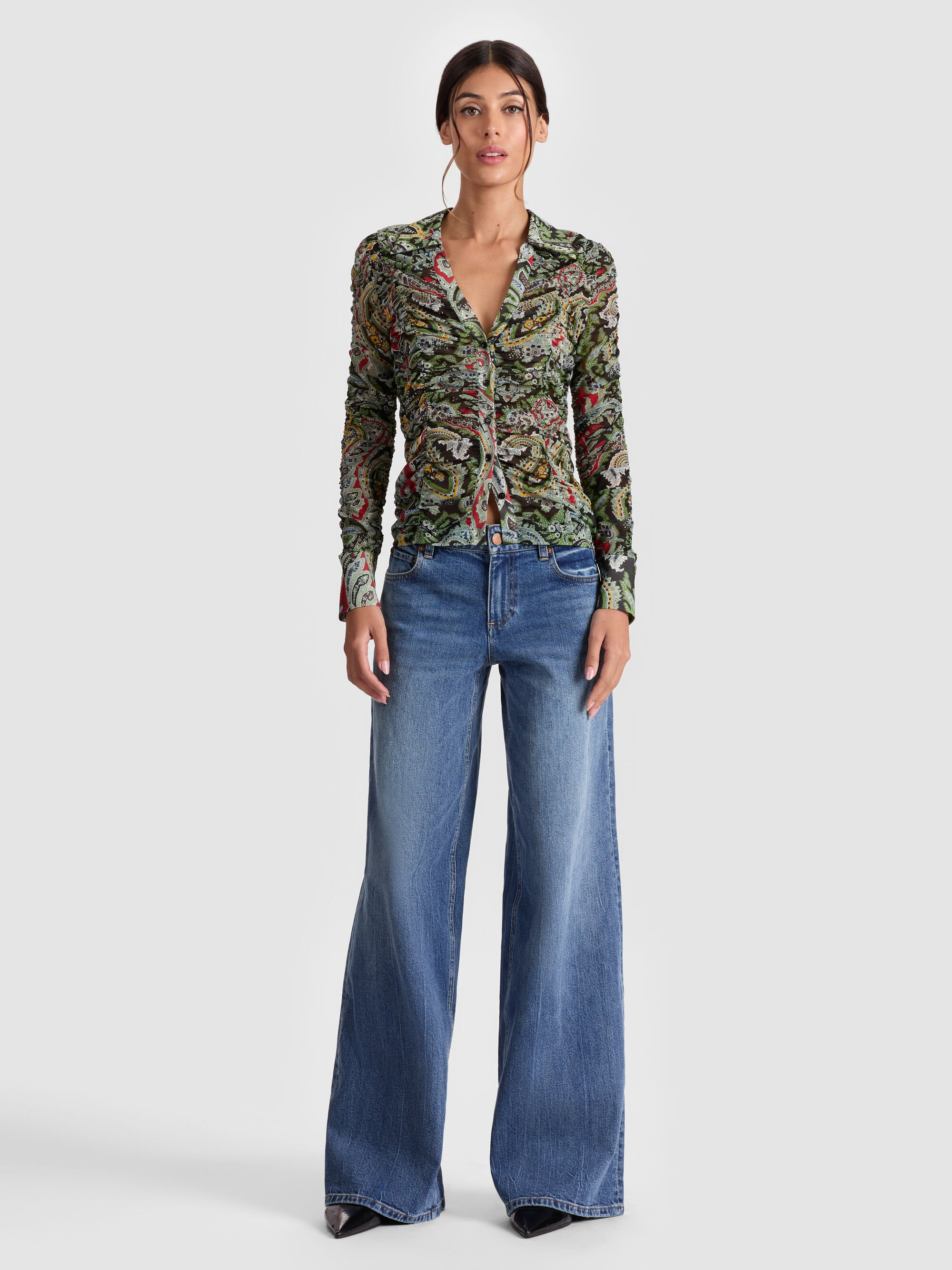 PORTIA MESH BUTTON DOWN - 3