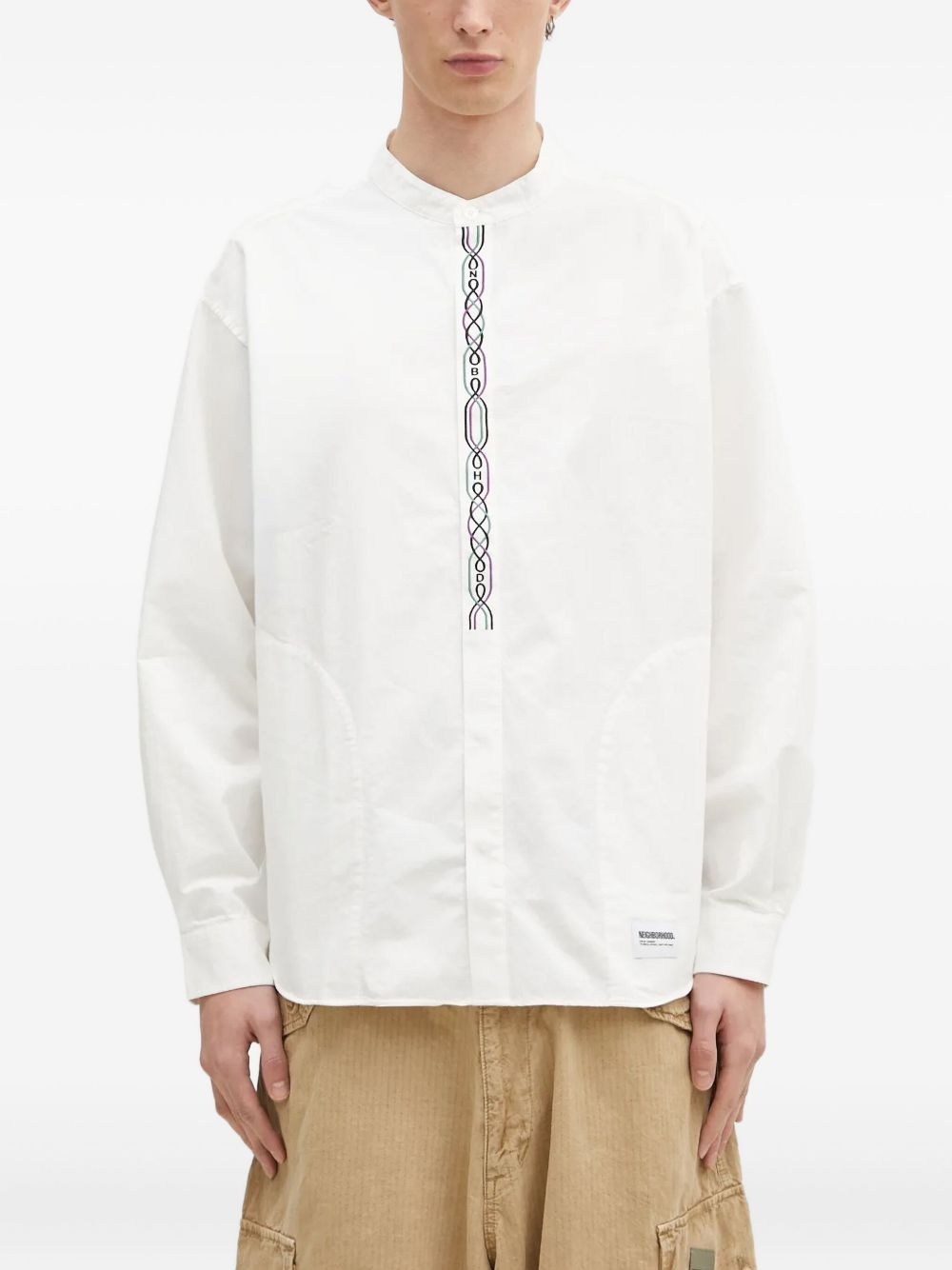 embroidered mandarin-collar shirt - 2