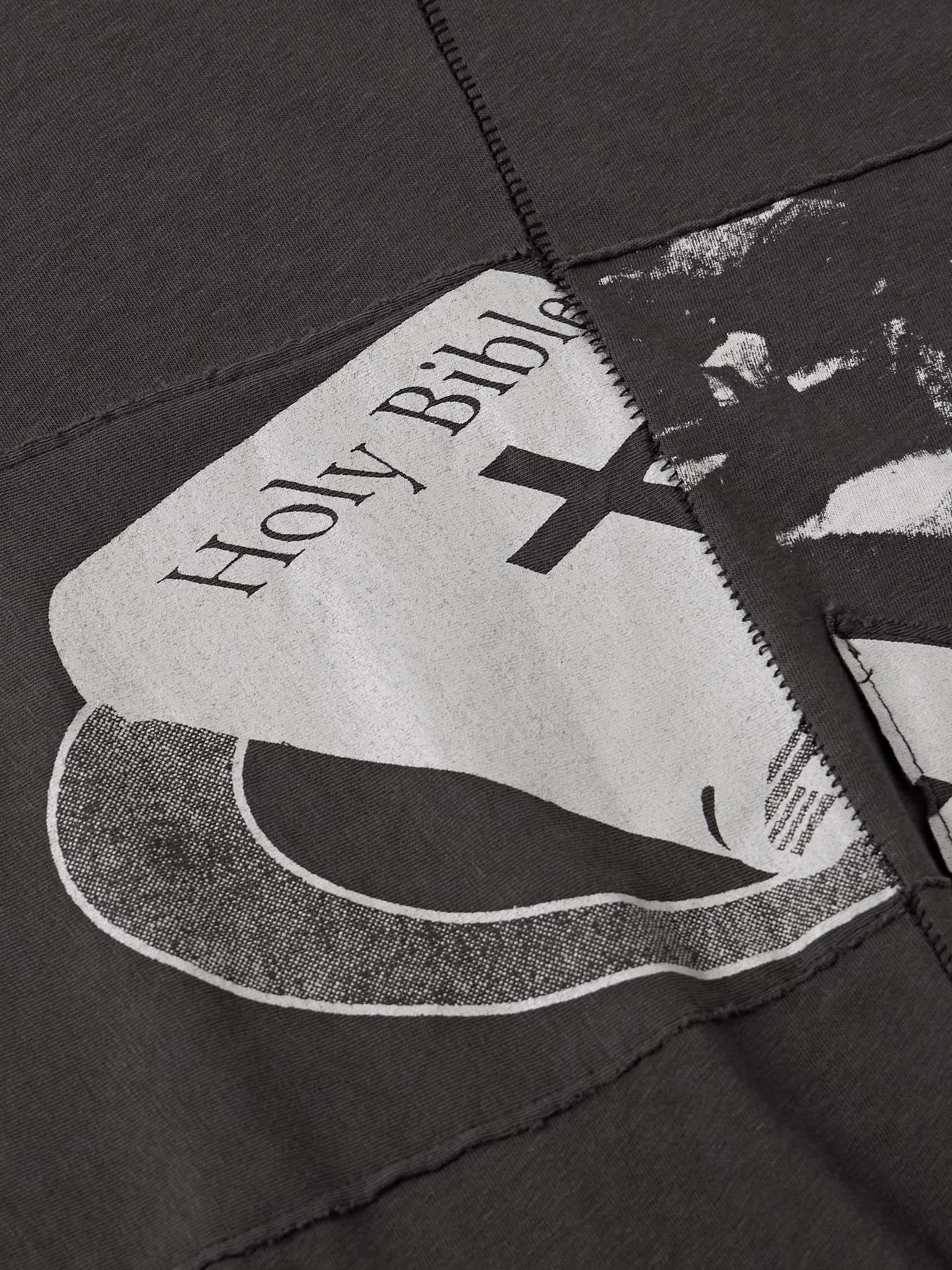 Holy Bible Assemblage Panelled Printed Cotton-Jersey T-Shirt Black - 4