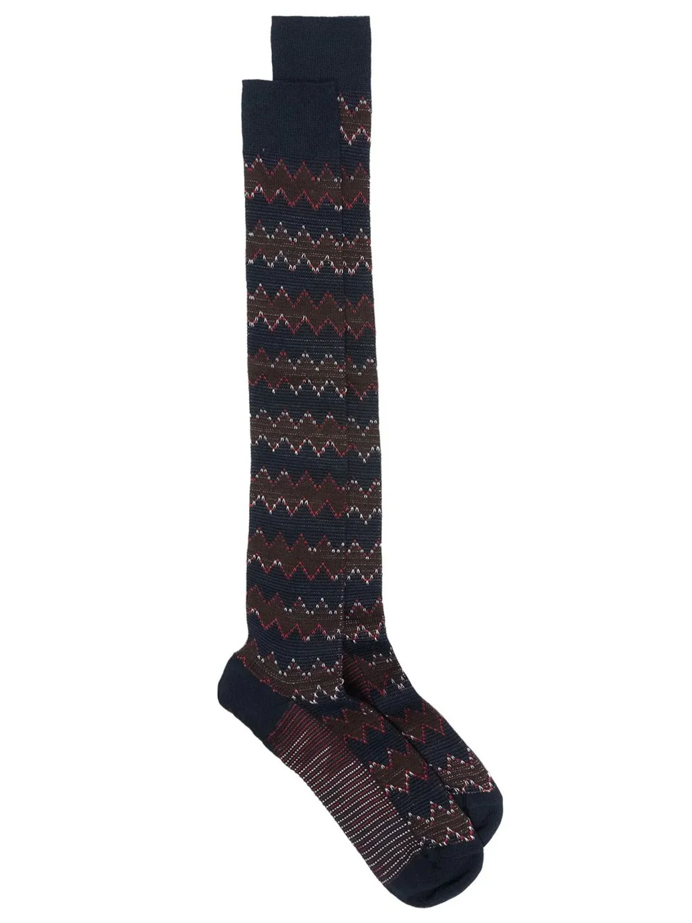 Zig-Zag Cotton Blend Knee-High Socks - 1