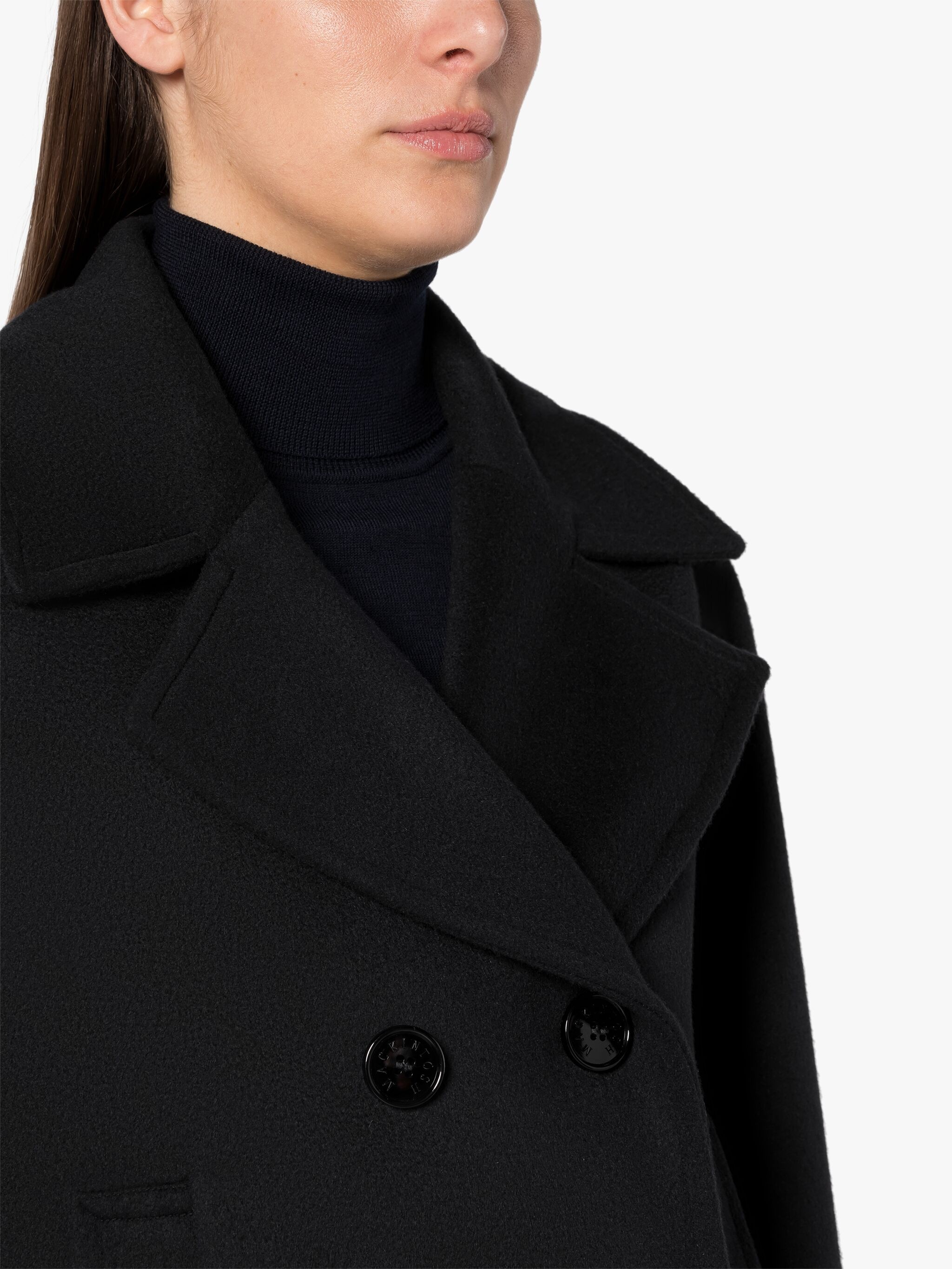 FIONA NAVY WOOL PEA COAT - 5