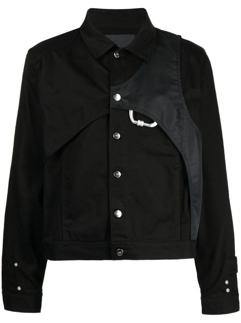 panelled button-up cotton jacket - 1