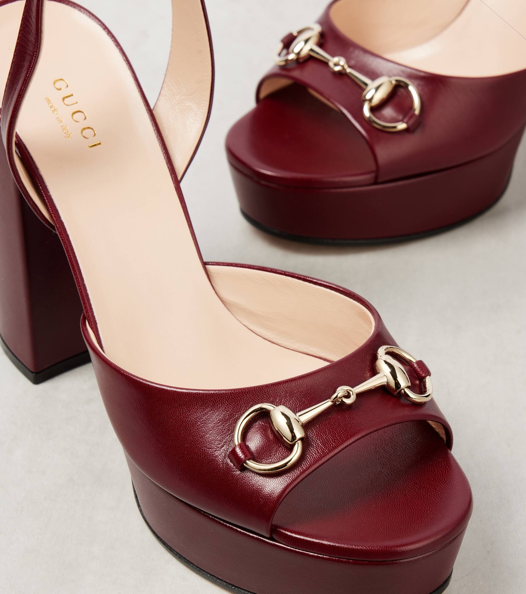 Horsebit leather platform sandals - 5