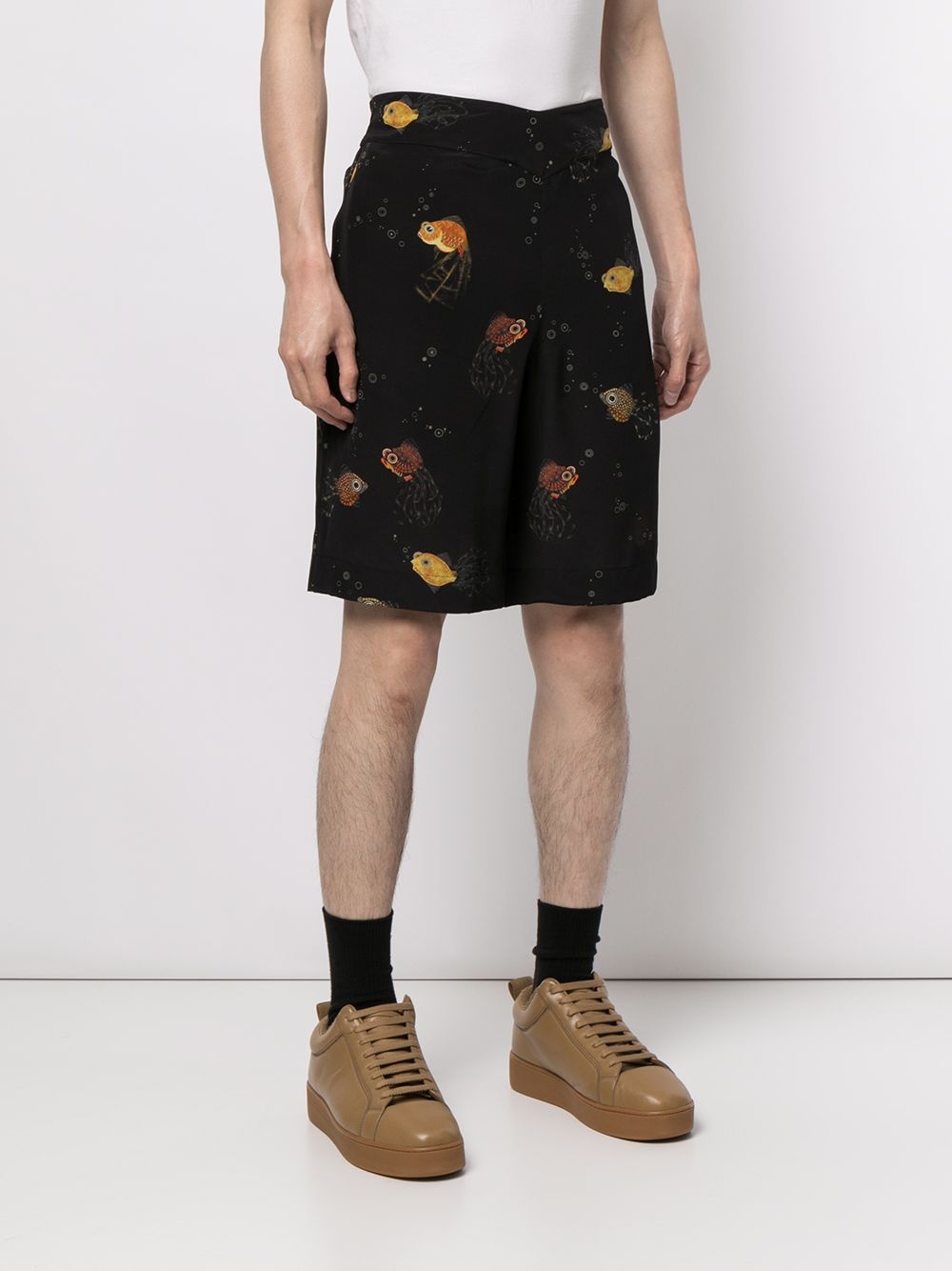 fish-print tailored shorts - 3