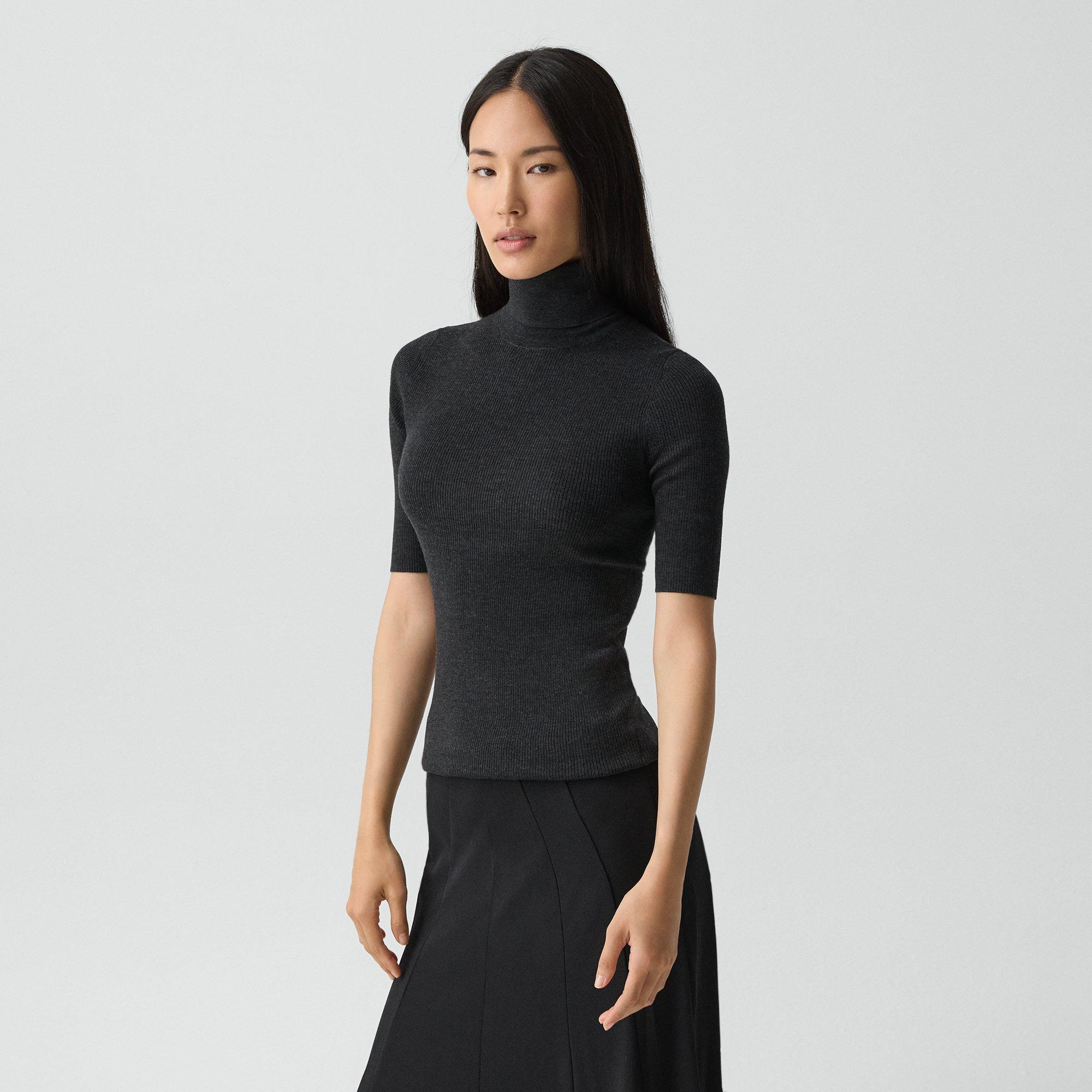 Leenda Short-Sleeve Turtleneck in Regal Wool - 3