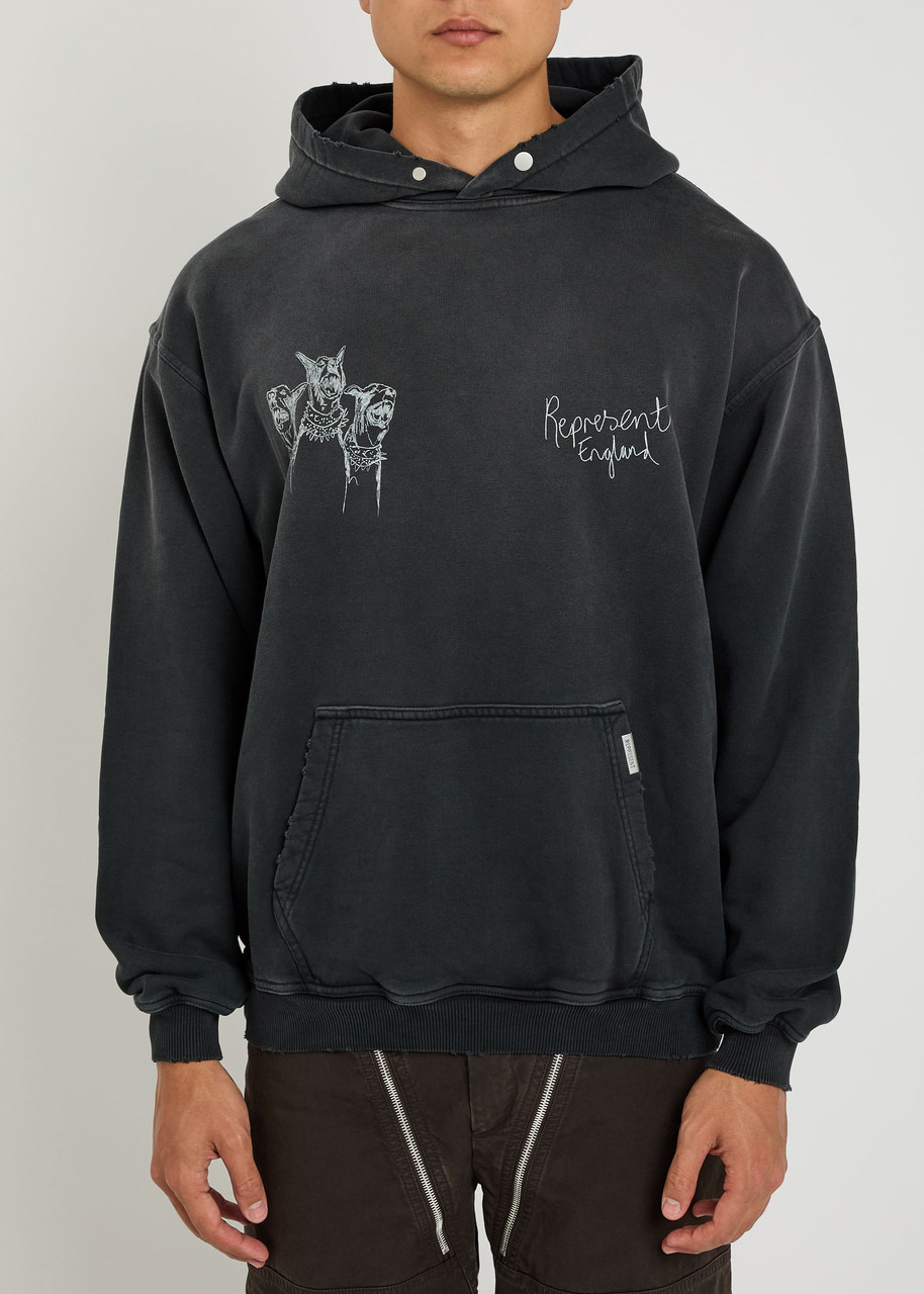 Represent Hand Drawn Thoroughbred Dogs Hooded Cotton Sweatshirt - 2