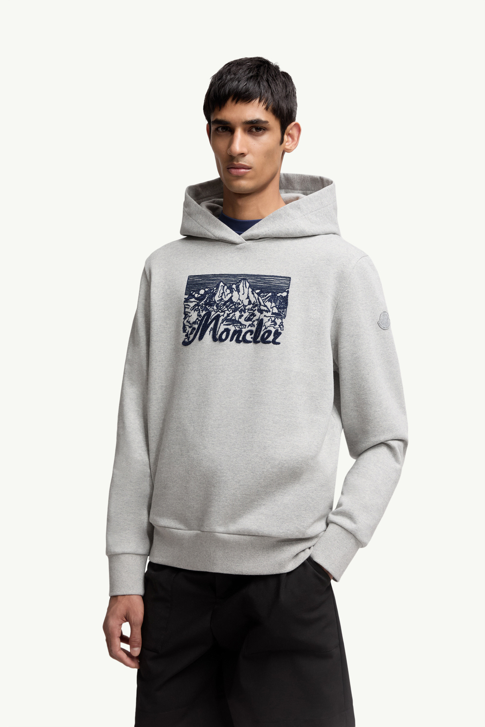 Embroidered Mountain Logo Cotton Hoodie - 3
