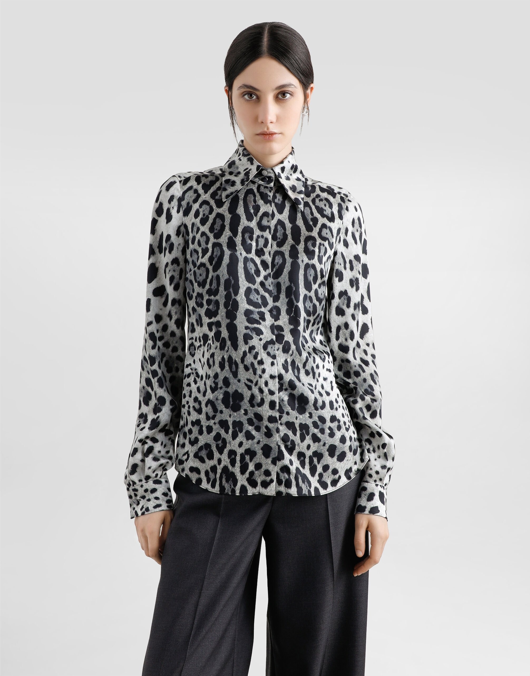 Leopard-print silk satin shirt - 4