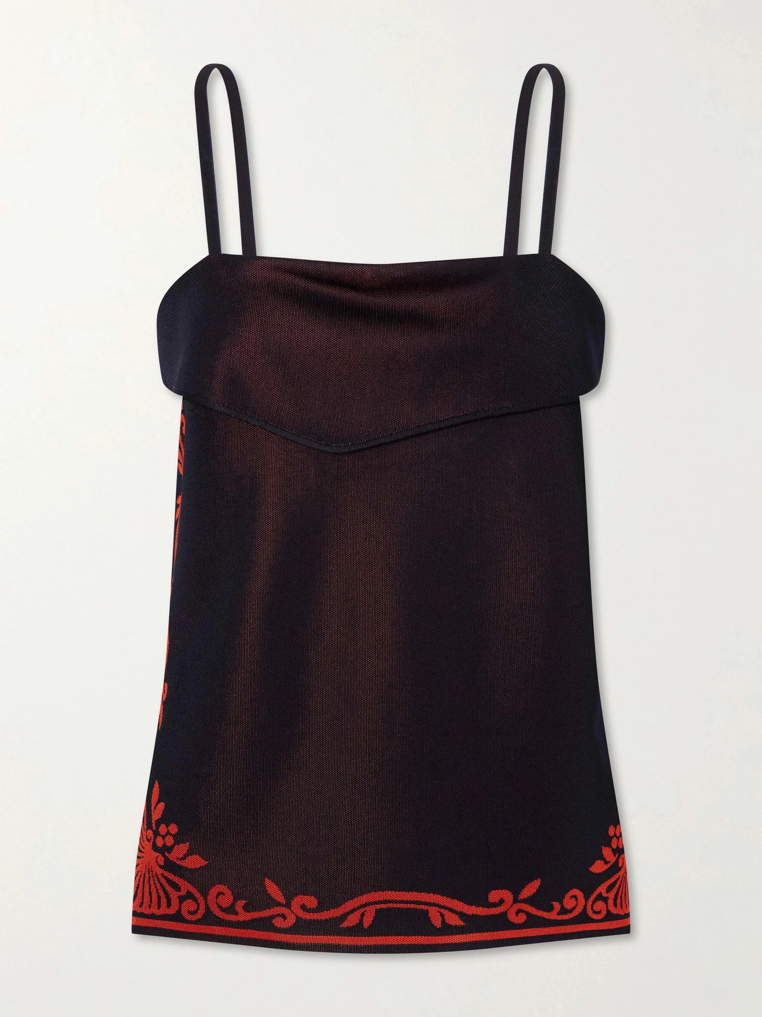 Jess draped embroidered knitted tank Navy - 1