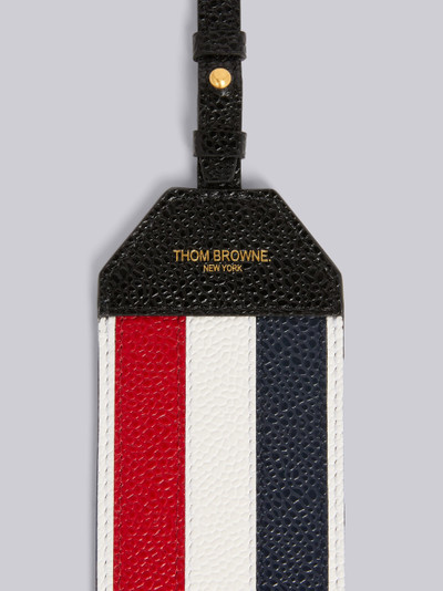 Thom Browne Black Pebbled Calfskin Multicolor Stripe Long Luggage Tag outlook