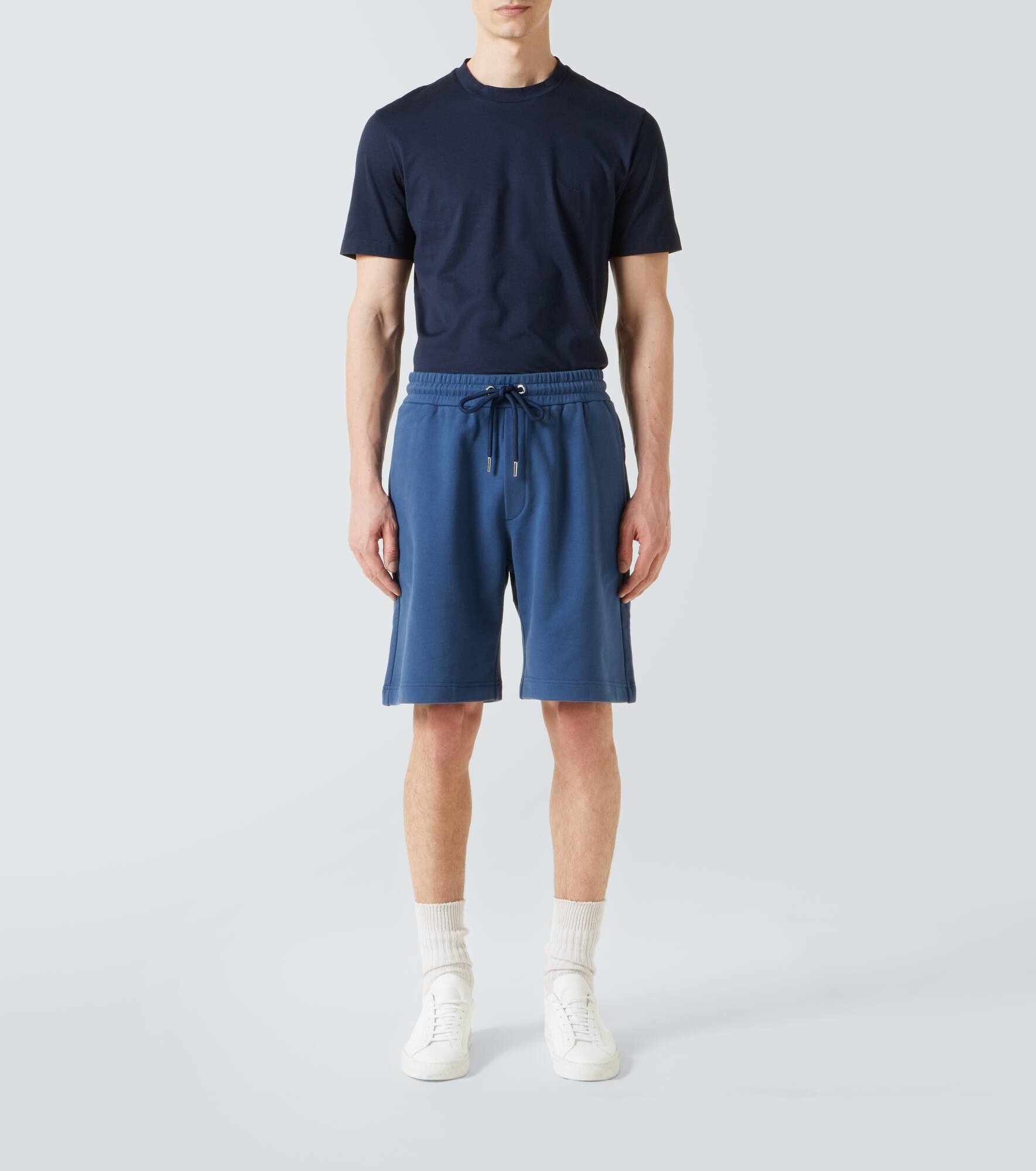 Denim-trimmed cotton jersey shorts - 2