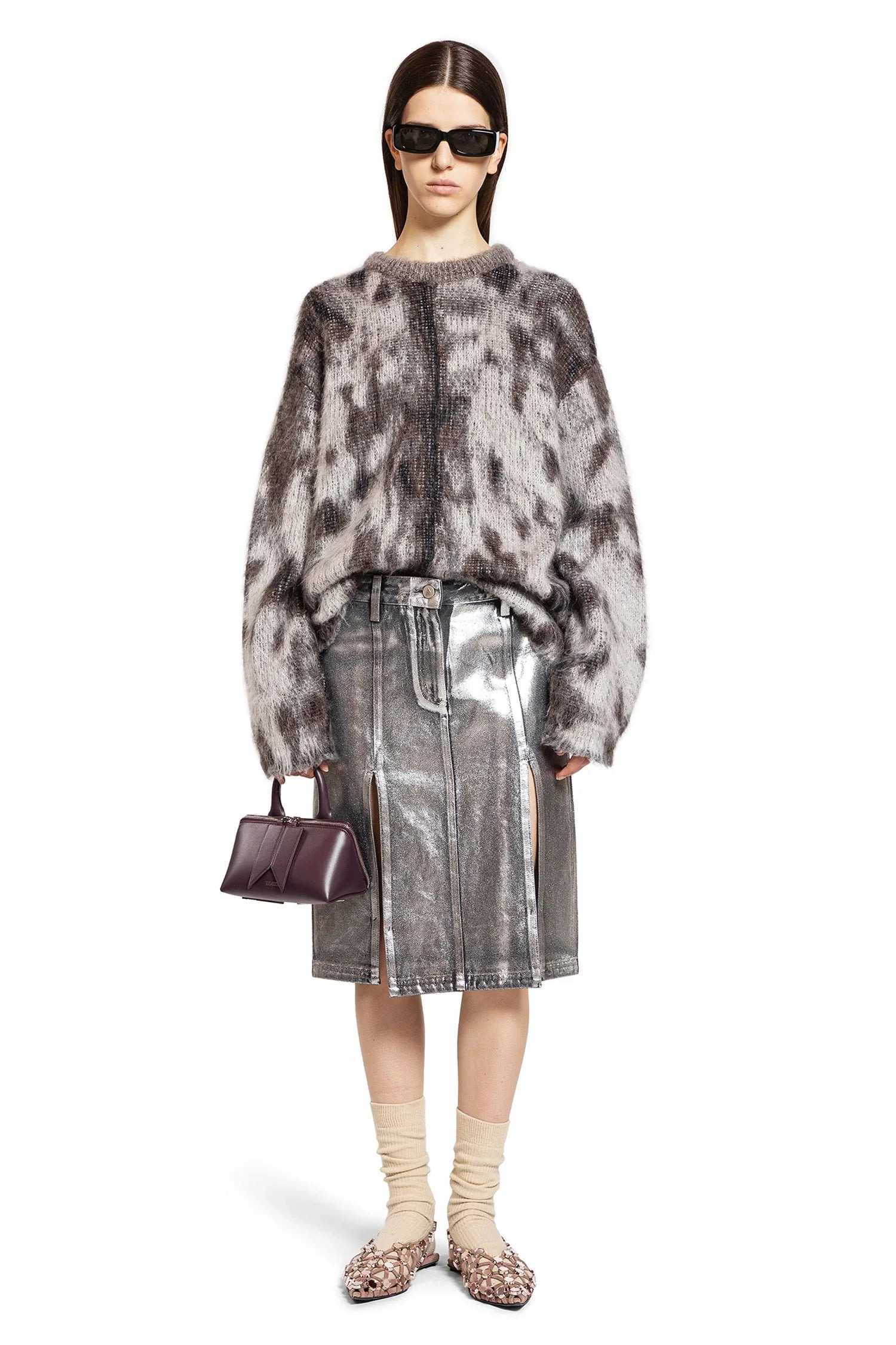 Midi-Skirt-In-Shiny-Coated-Denim - 4