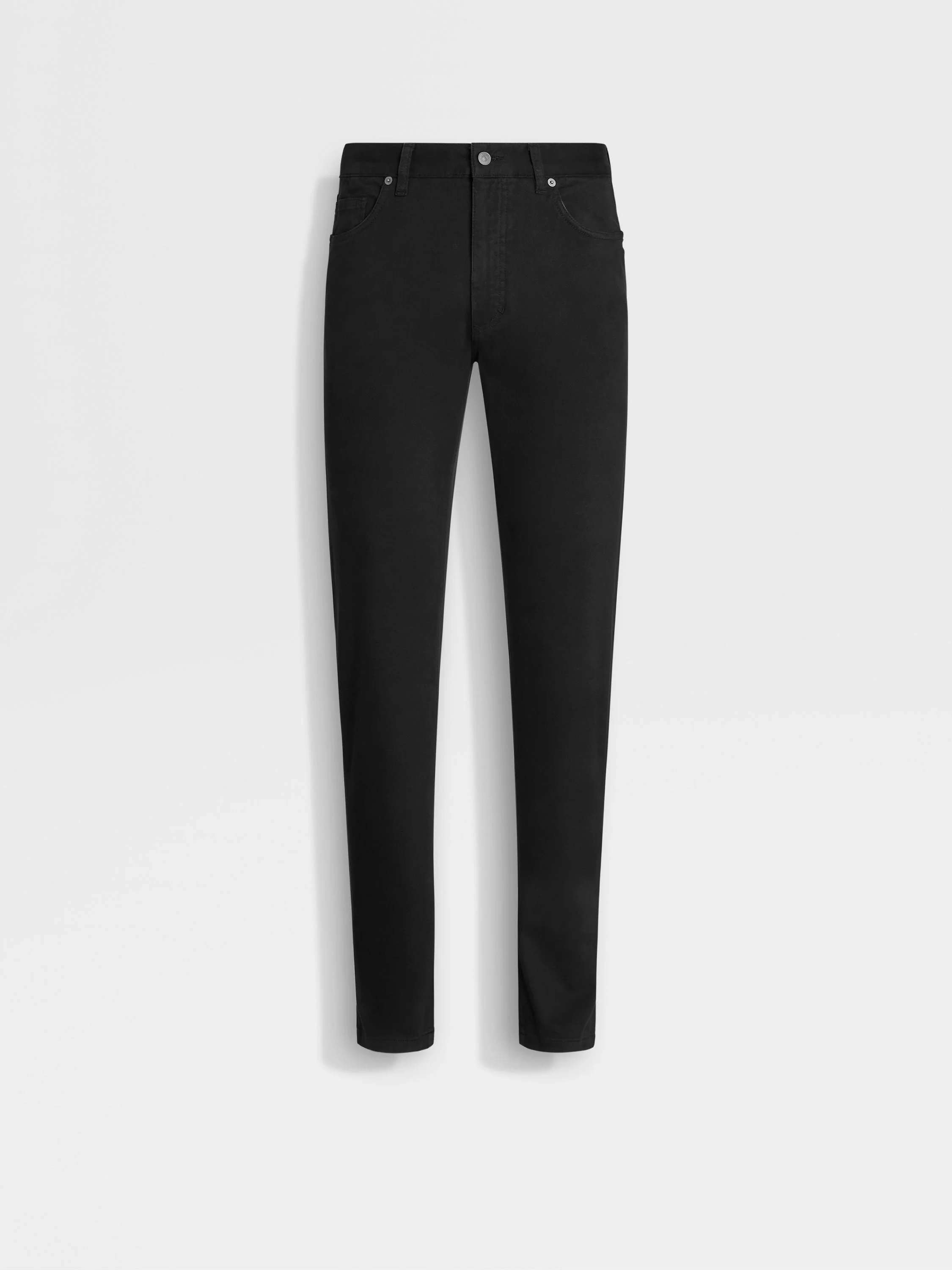 BLACK STRETCH COTTON ROCCIA JEANS - 1