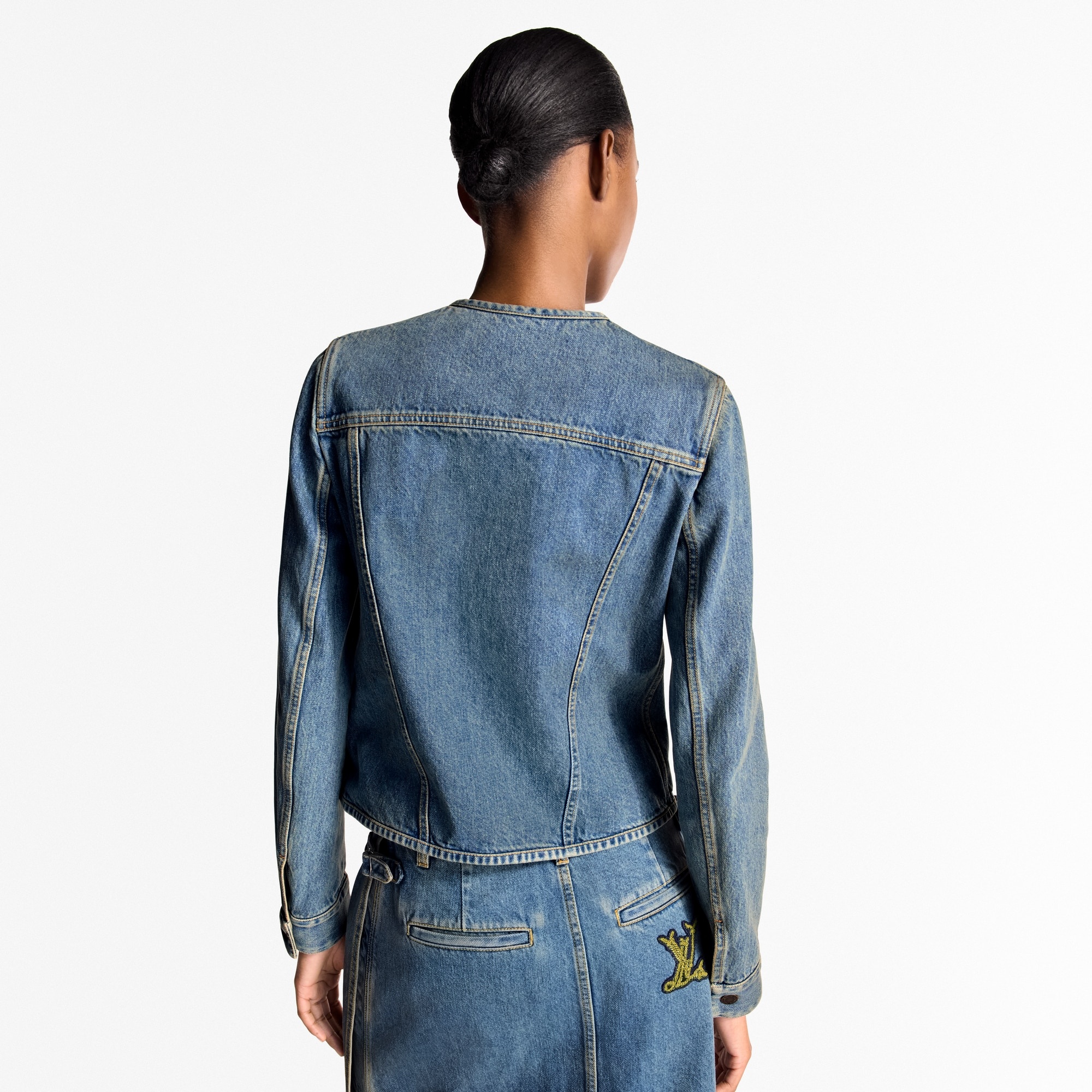 Denim Fitted Jacket - 5
