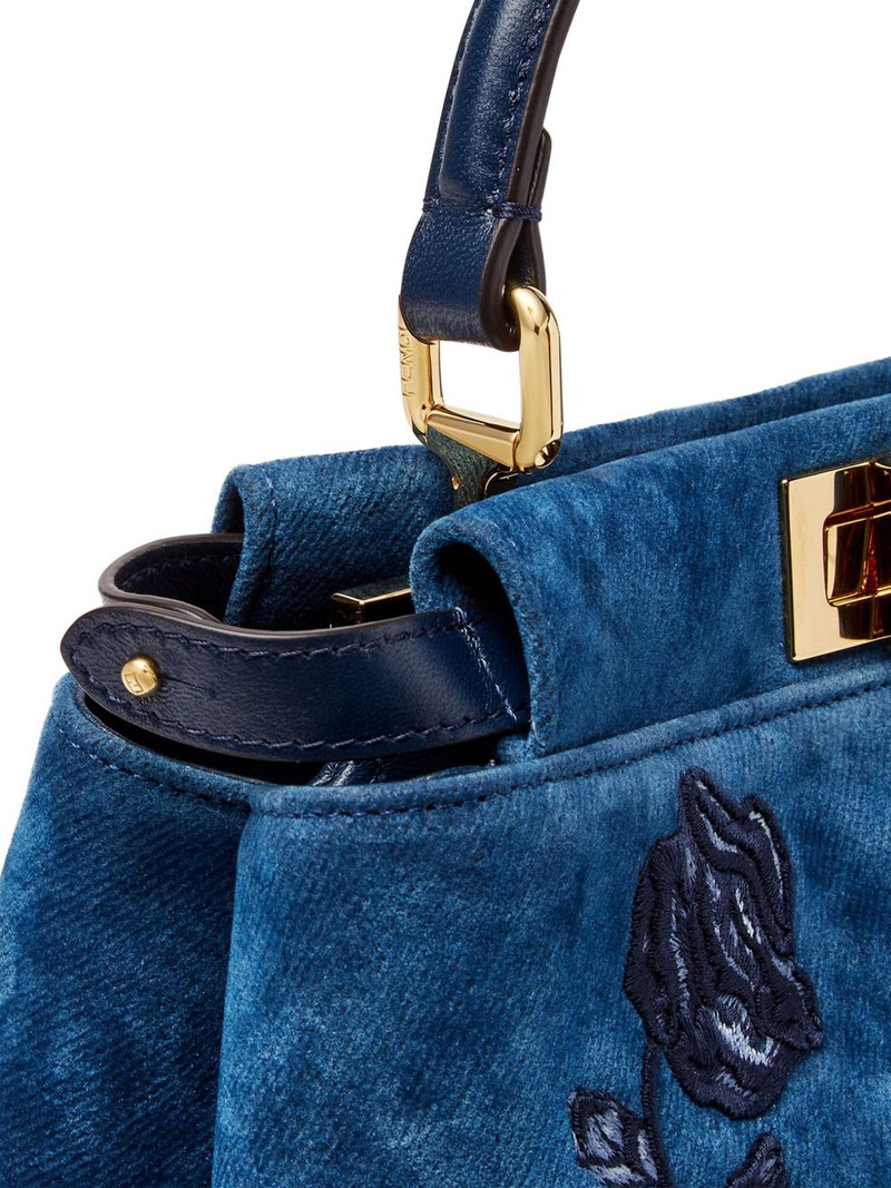 mini Peekaboo floral-embroidered denim tote bag 5