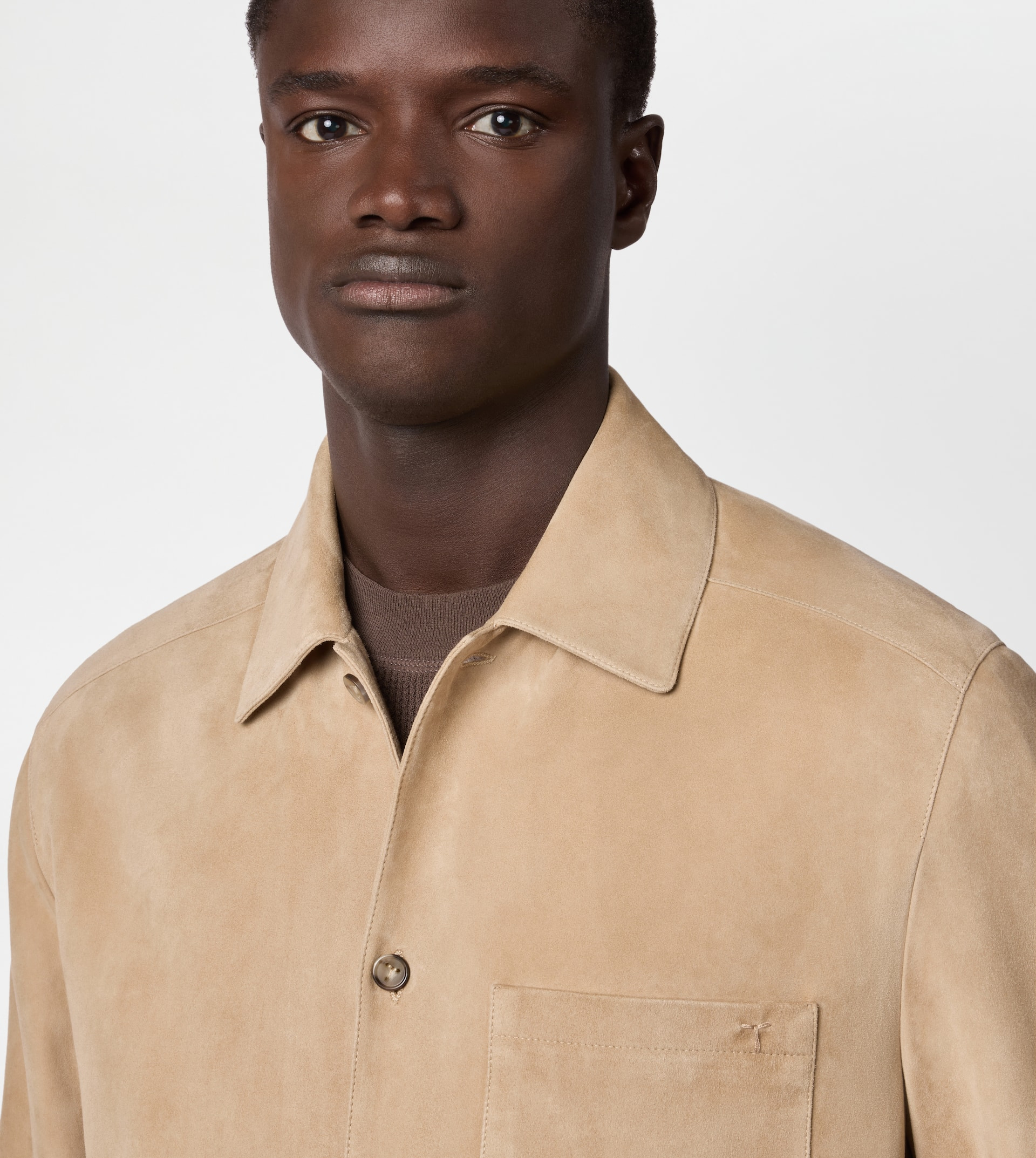 PASHMY SHIRT JACKET IN SUEDE - BEIGE - 5
