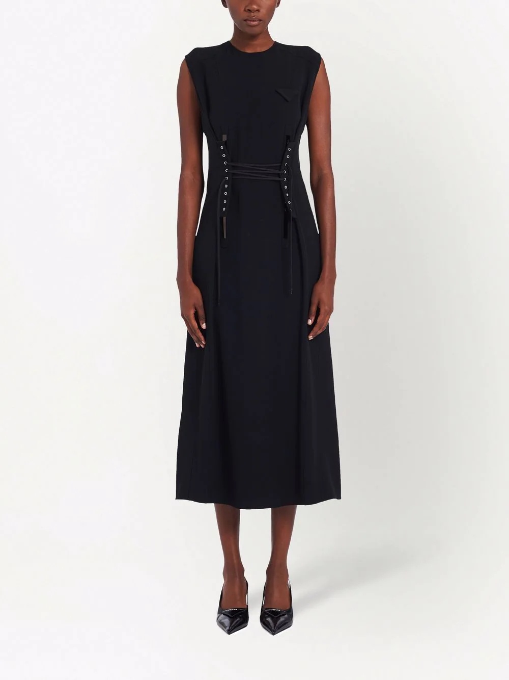 lace-up mid-length dress - 2