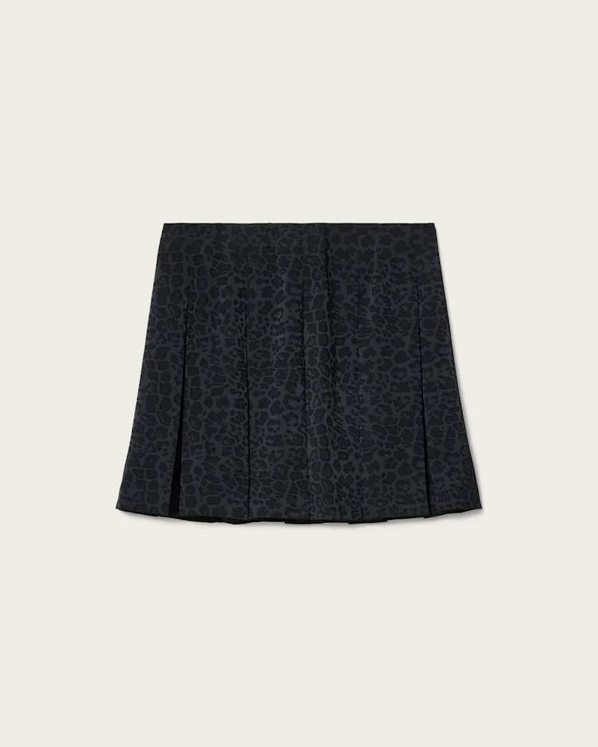 VIOLA LEOPARD PRINT PLEATED MINI SKIRT - 1