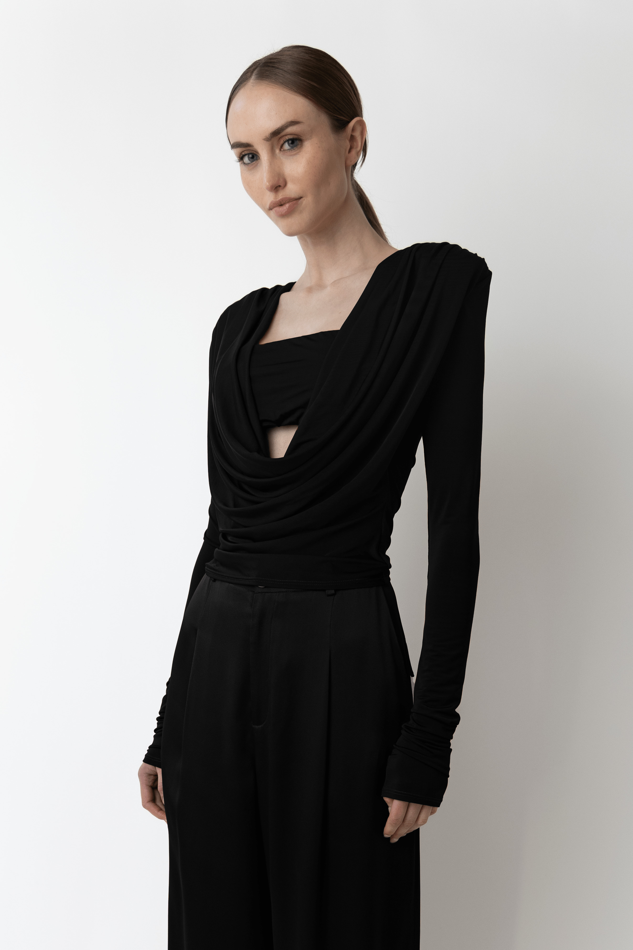 Jersey Cowl Neck Bandeau Top - 4