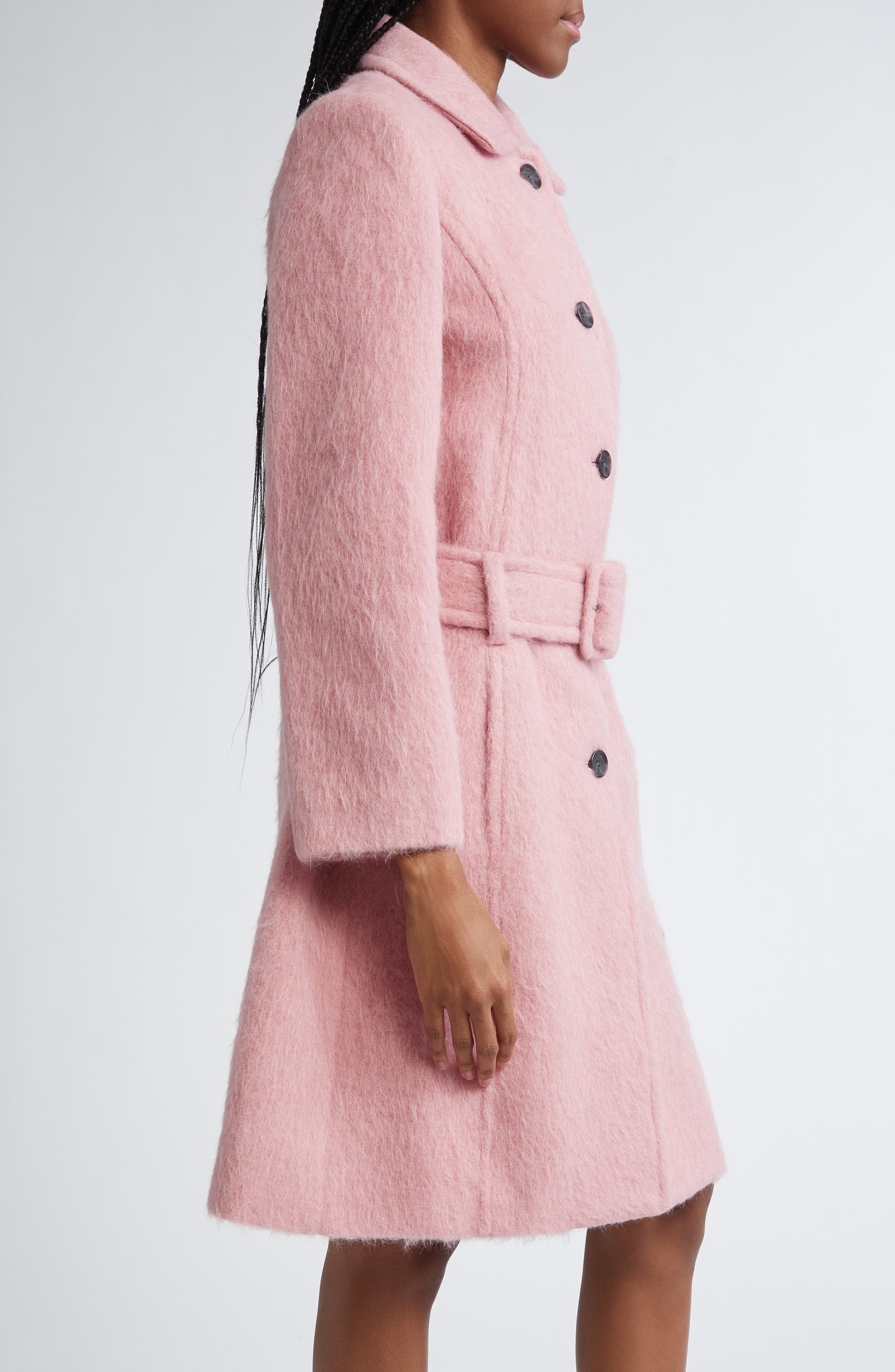 Sandy Liang Norwich Belted Alpaca & Wool Blend Coat in Pink at Nordstrom - 3