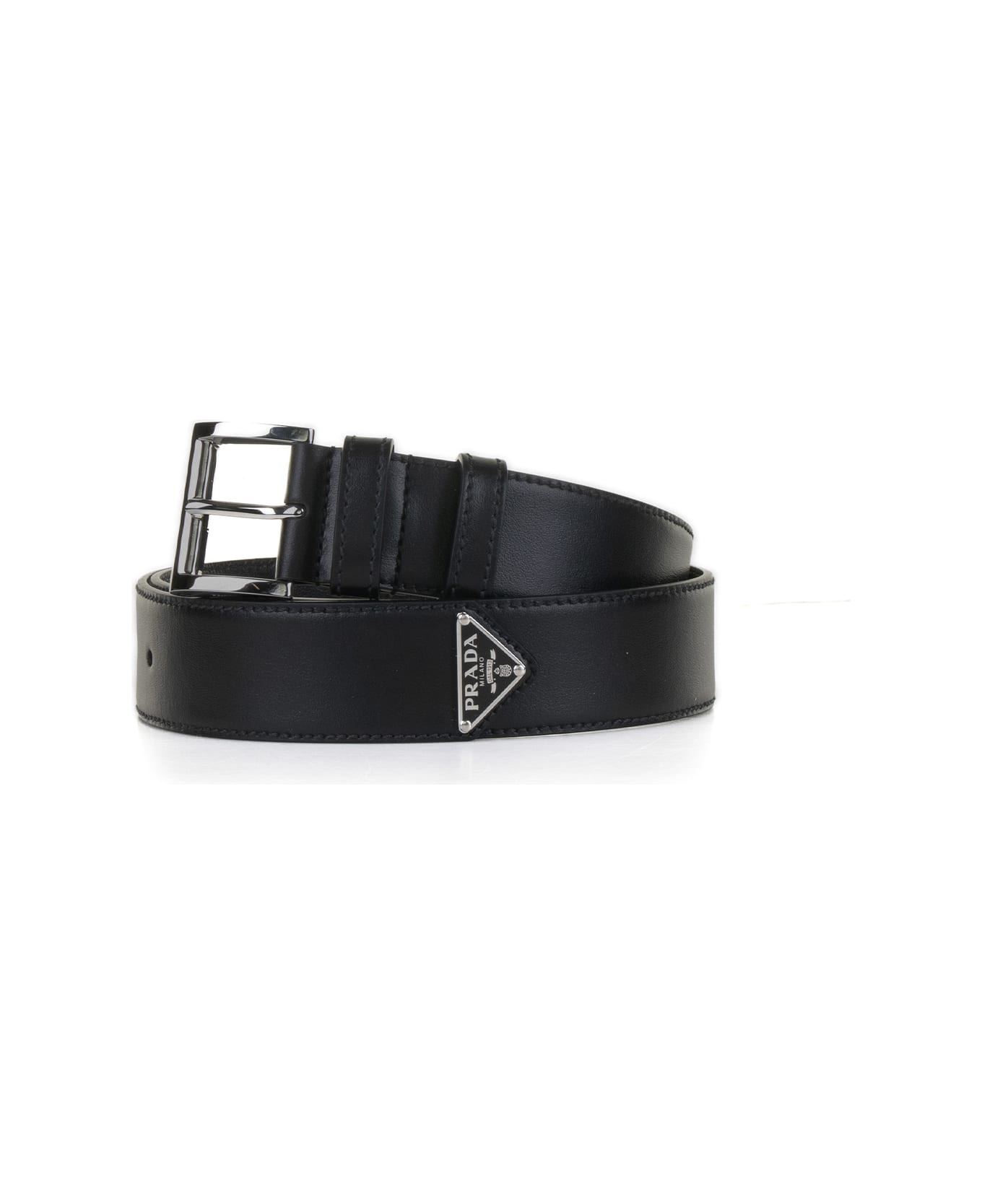 ベルト PRADA  leather belt with logo Prada - Vernice Black Patent Leather Logo Buckle Belt