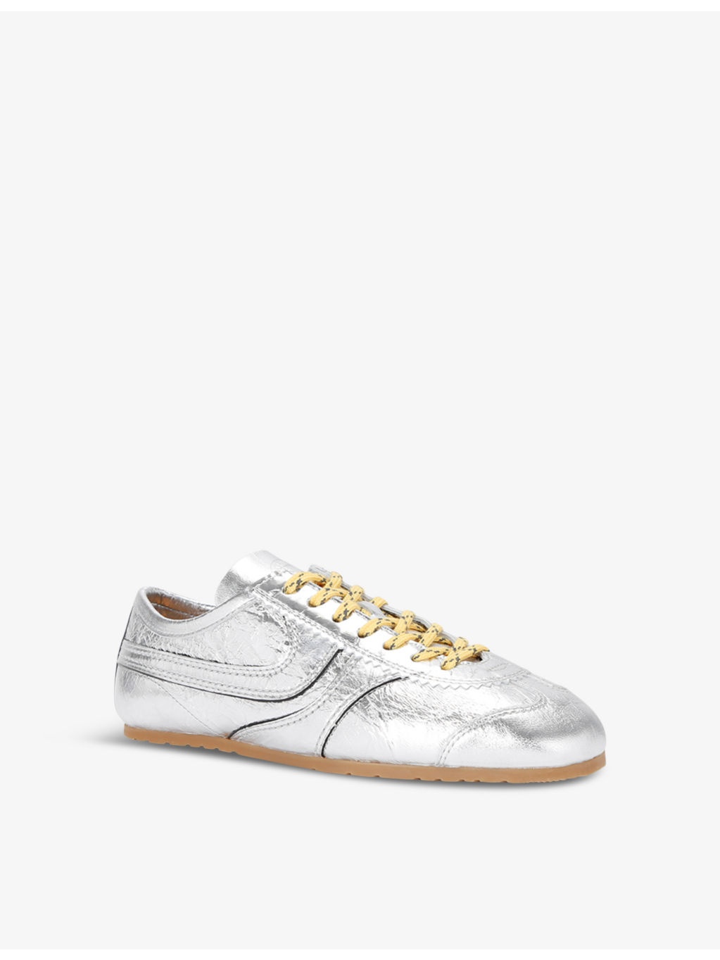 Retro metallic leather low-top trainers - 3