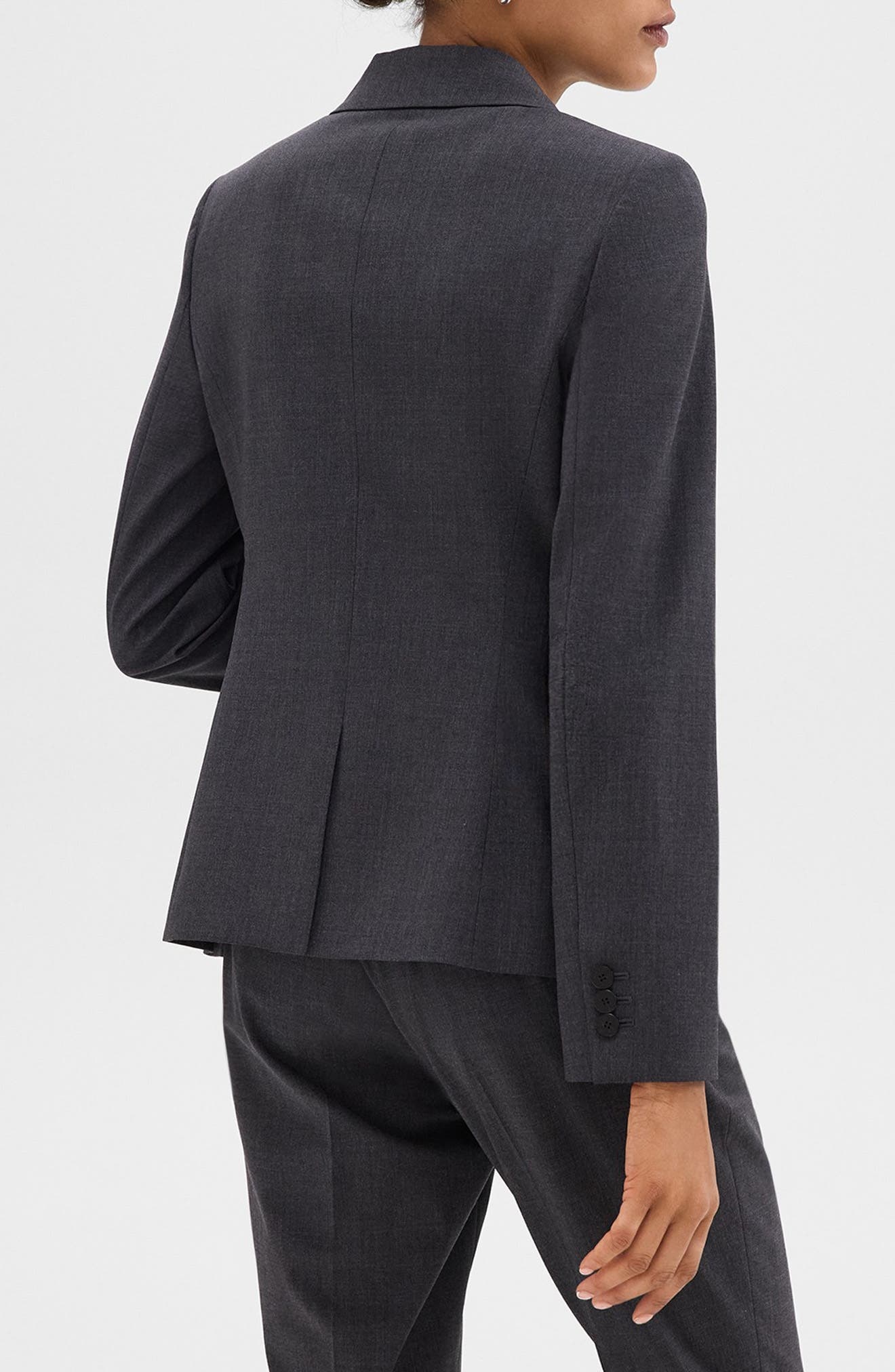 Theory Carissa Good Wool Blazer in Charcoal Melange at Nordstrom - 2