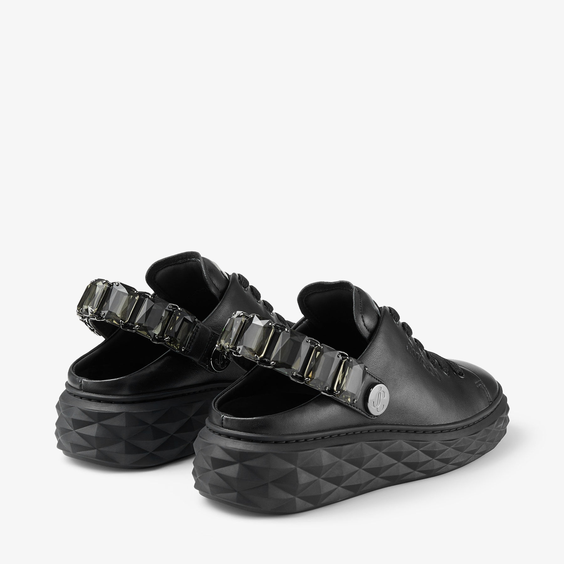 Diamond Maxi Crystal
Black Nappa Leather Slipper Trainers with Crystal Strap - 6