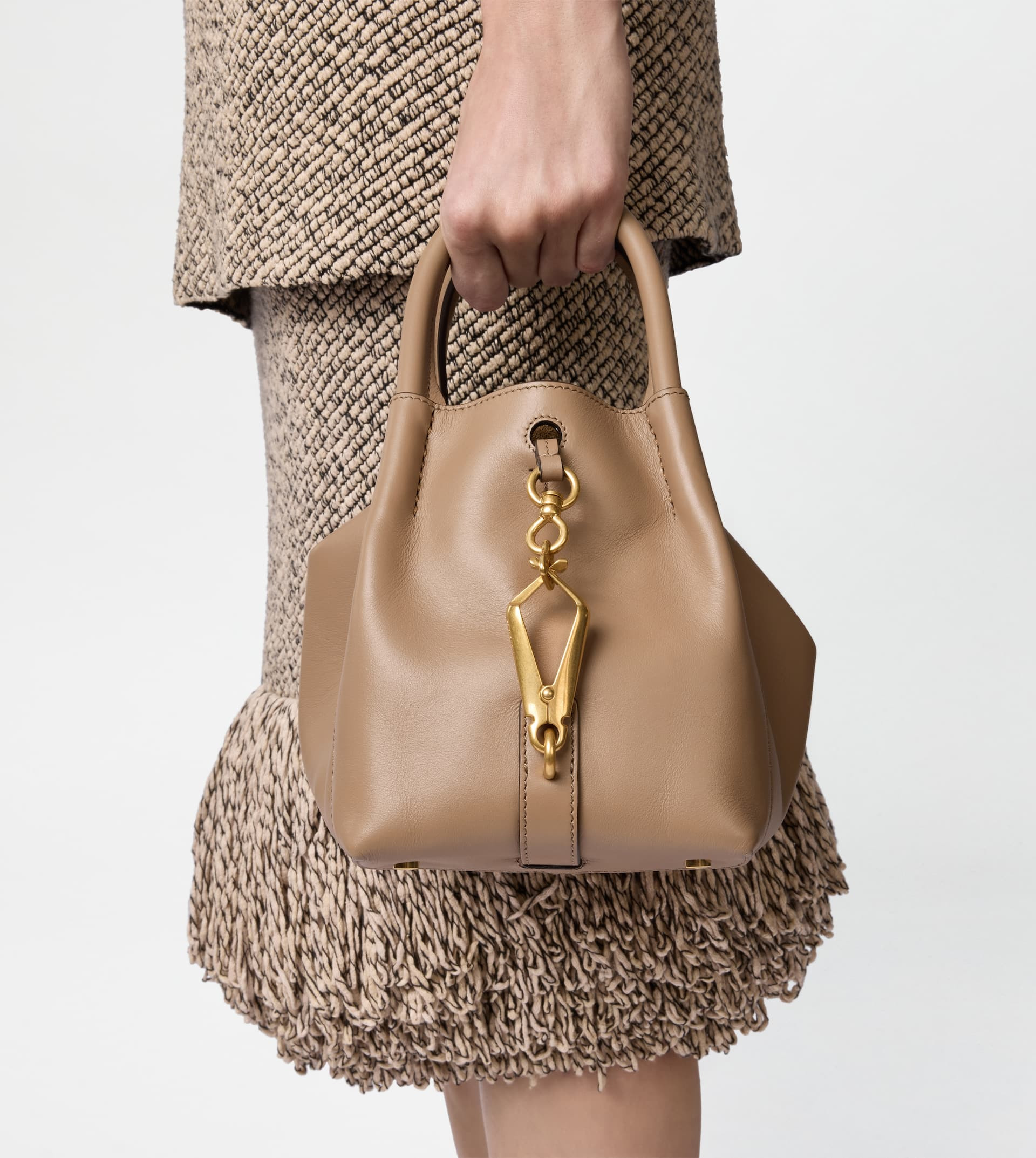 SATCHEL IN LEATHER MINI - BEIGE - 8
