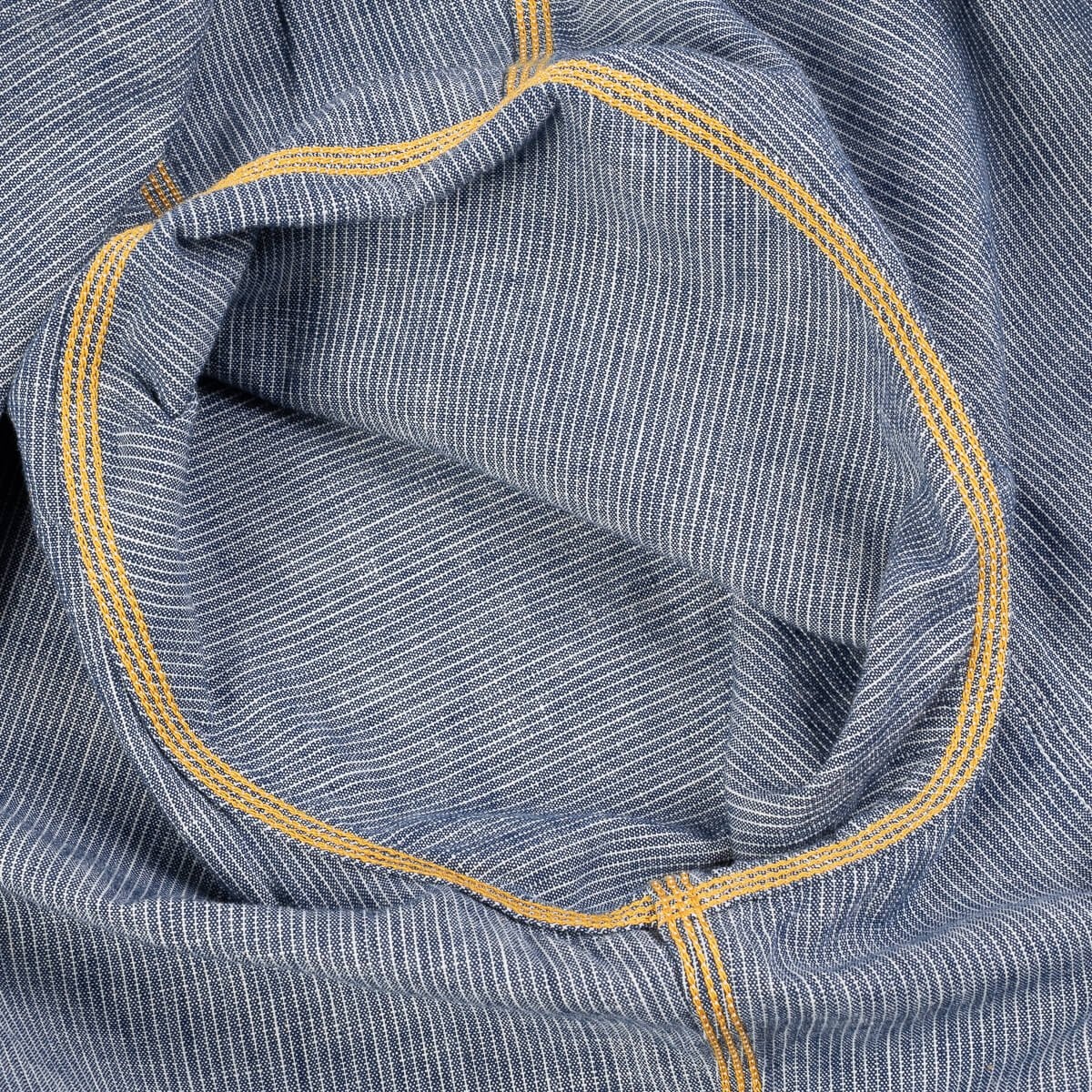 IHSH-285-PIN 5.5oz Selvedge Pinstripe Chambray Short Sleeve Work Shirt - Indigo - 17