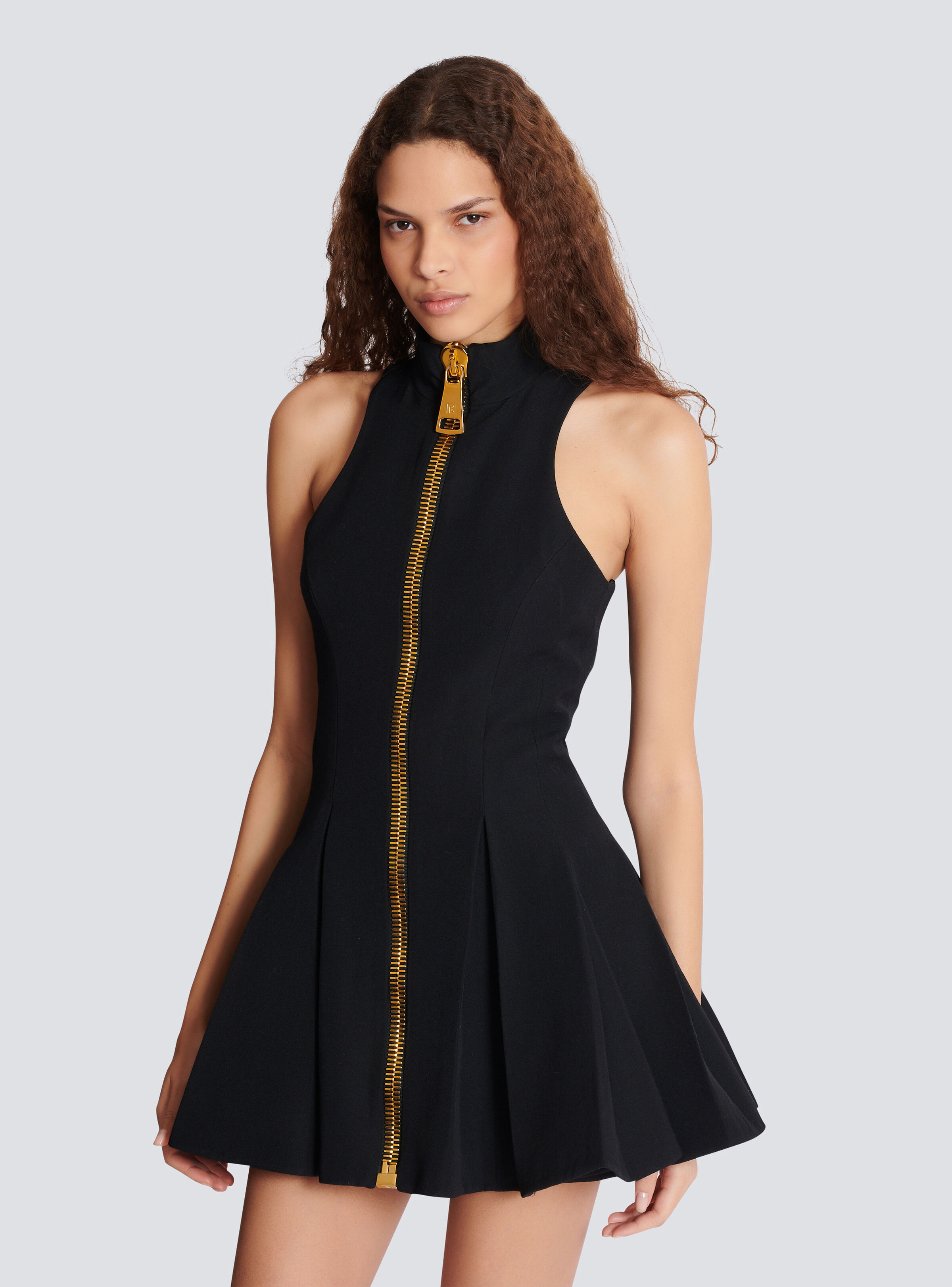 Short halterneck dress in grain de poudre wool - 6