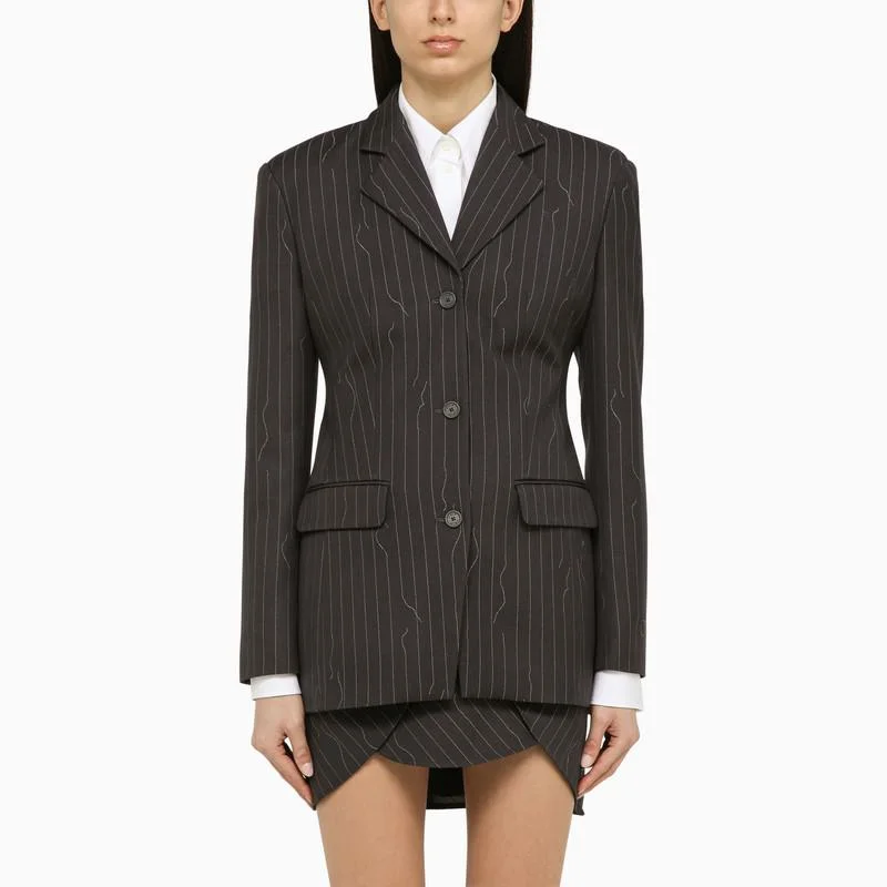 OFF-WHITE™ SINGLE-BREASTED PINSTRIPE JACKET IN BLEND - 1