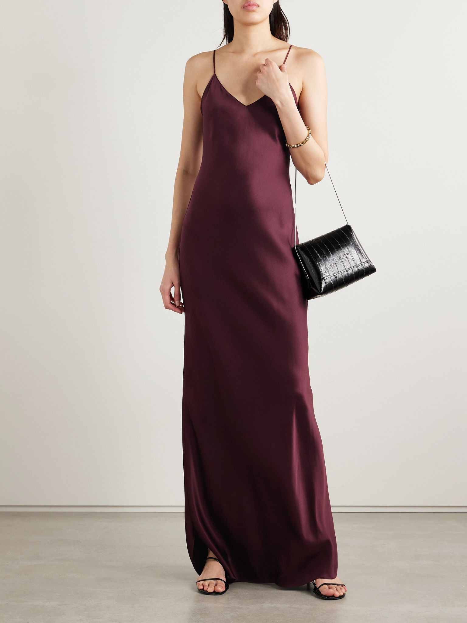 Cami silk-satin gown Claret - 2